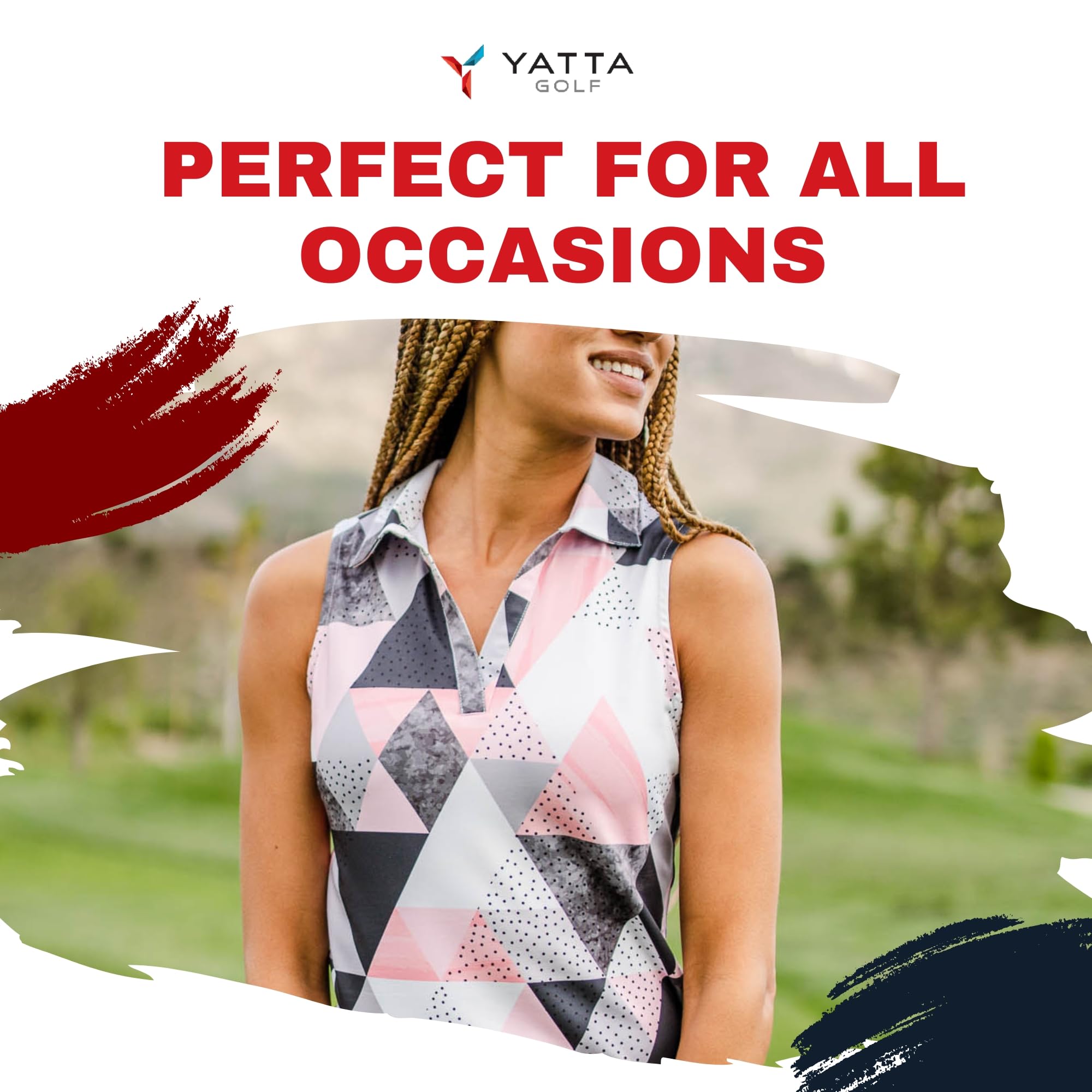 YATTA GOLF Women's Performance Sleeveless Golf Polo - Moisture Wicking V-Neck Shirt for Golf, Workout & Tennis - Breathable Athletic Tank Top for Summer Sports & Outdoor Activities