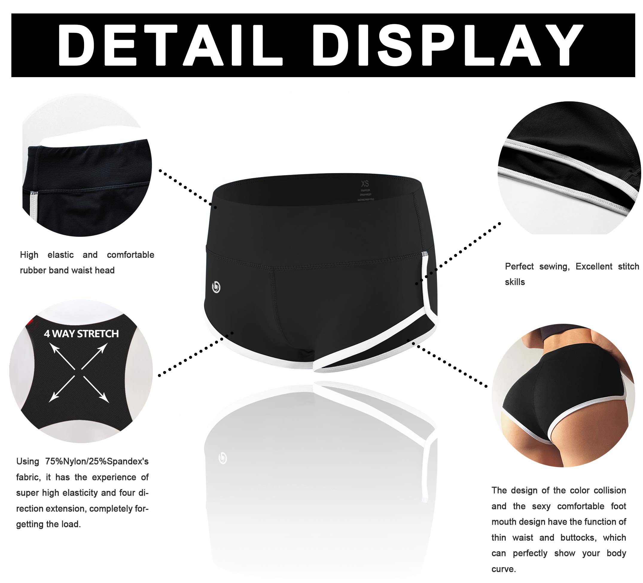 BUBBLELIME Women's Sexy Booty Yoga Shorts XS-XXL - High Waisted Tummy Control Workout Running Shorts with Moisture Wicking & UPF 30+ for Yoga, Gym, Fitness & Summer Activities