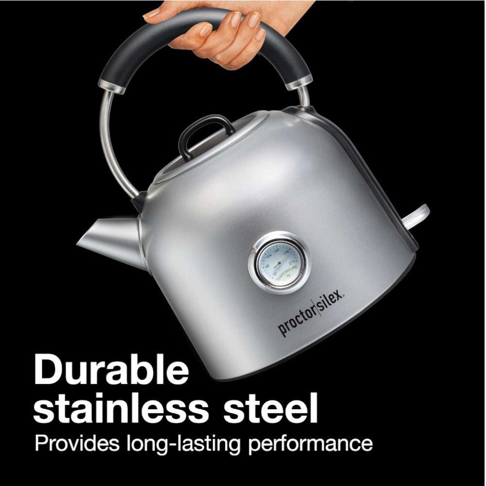 Proctor Silex 41035C Electric Dome Kettle with Water Level Gauge - Fast Boiling for Tea, Coffee & Instant Meals in Home or Office