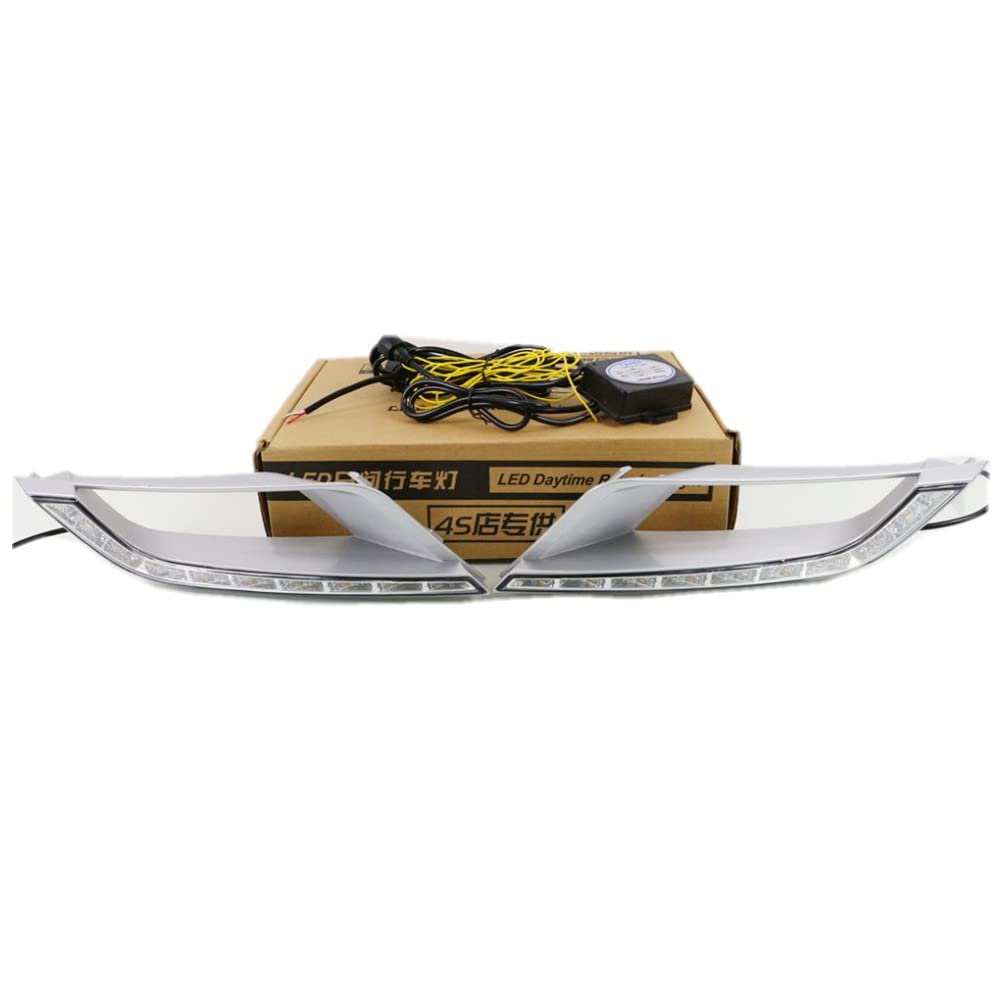 LED Daytime Running Lights (DRL) Compatible with 2015-2018 Ford Ranger Wildtrak - Square Fog Lights Version with Yellow Turn Signals - High Visibility Front Bumper Lights for Off-Roading & Night Driving Safety