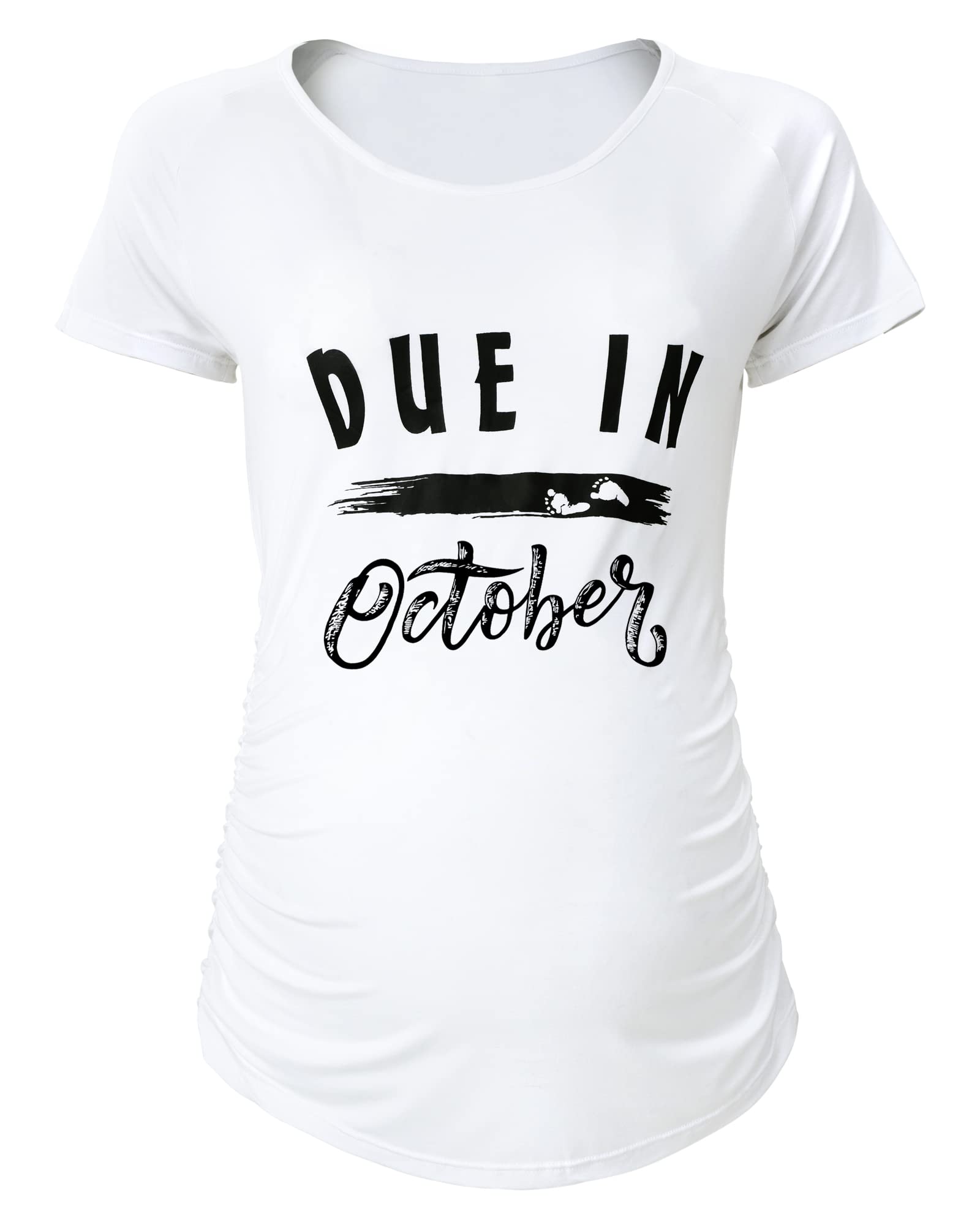 Funny Maternity Shirts for Pregnancy - SUNNYBUY Ruching Side Maternity Tee with Graphic Designs | Comfortable & Stylish Pregnancy Tops for Everyday Wear, Baby Showers & Maternity Photos