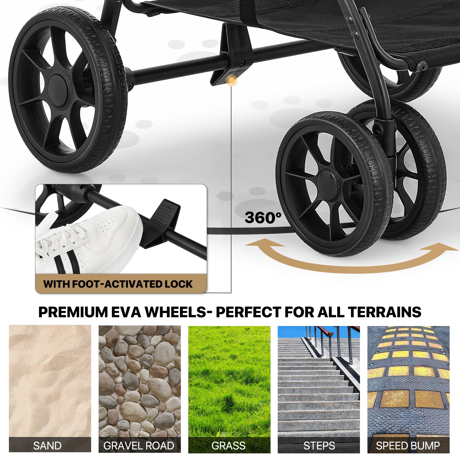 **MoNiBloom 4-Wheel Pet Stroller for Dogs & Cats - Detachable Carrier, Collapsible Travel Cart, Soft Dog Crate - Perfect for Jogging, Shopping & Outdoor Adventures**