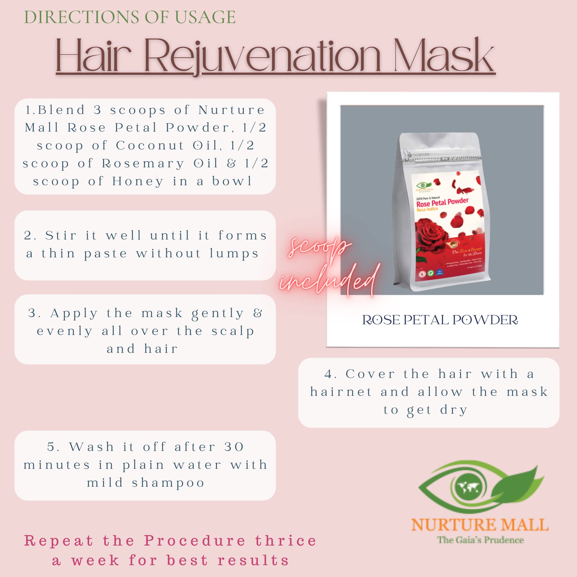 Nurture Mall Rose Petal Powder (200g) - Natural Face Mask for Glowing Skin, Dry Rose Petals Powder for Radiant Skin Care | DIY Facial Treatment, Spa Day at Home, Bridal Skincare Routine