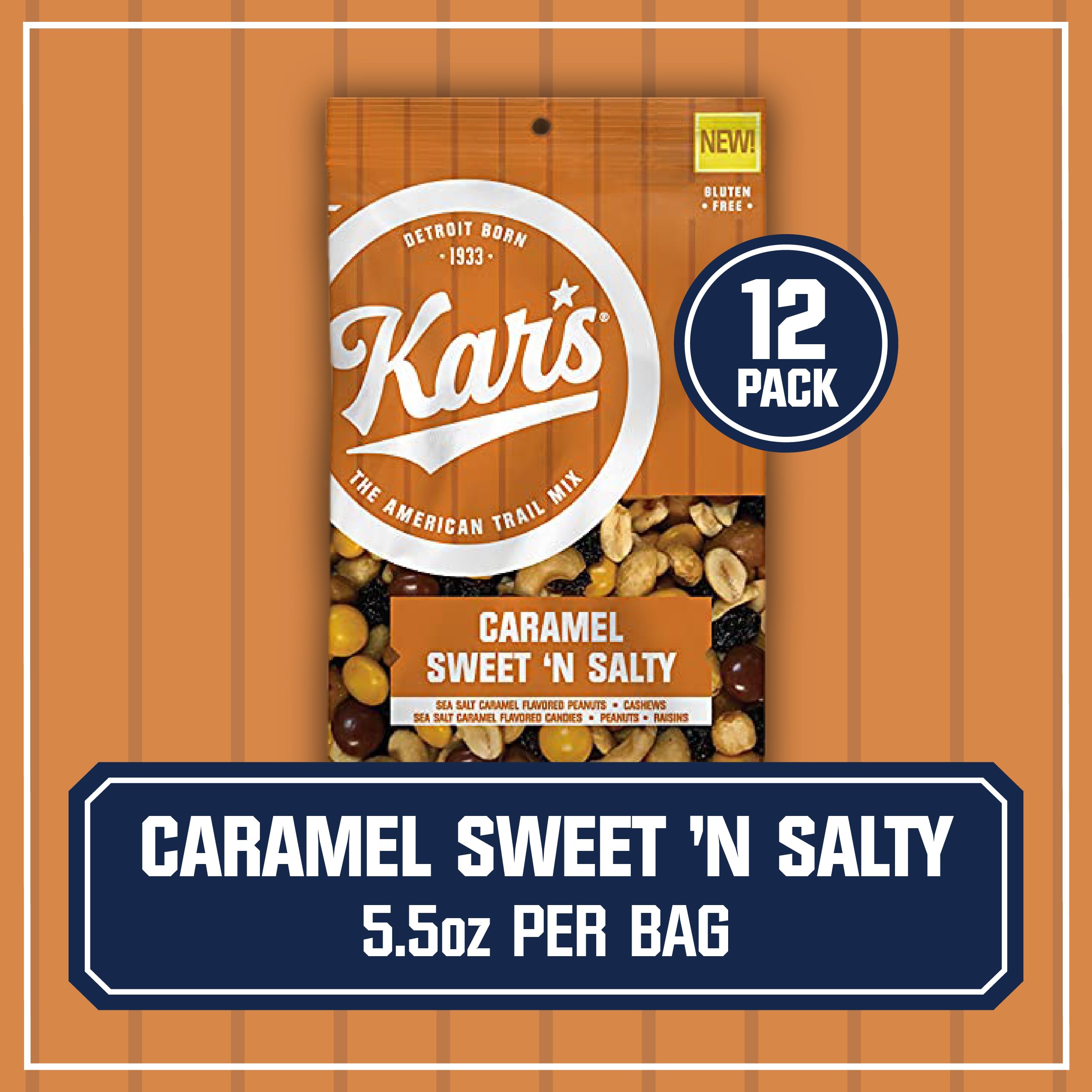 Kar's Nuts Caramel Sweet 'N Salty Trail Mix - 12 Pack (5.5 oz Each) | Healthy Snacks for Adults & Kids | Perfect for Hiking, Road Trips & Office Snacks