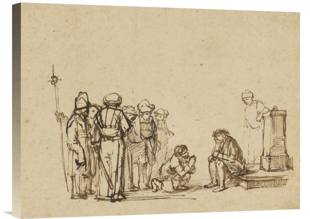 Rembrandt Pupil The Mocking of Christ Canvas Wall Art - Gallery Wrap Giclee Print - Premium Home Decor for Living Room, Bedroom & Office