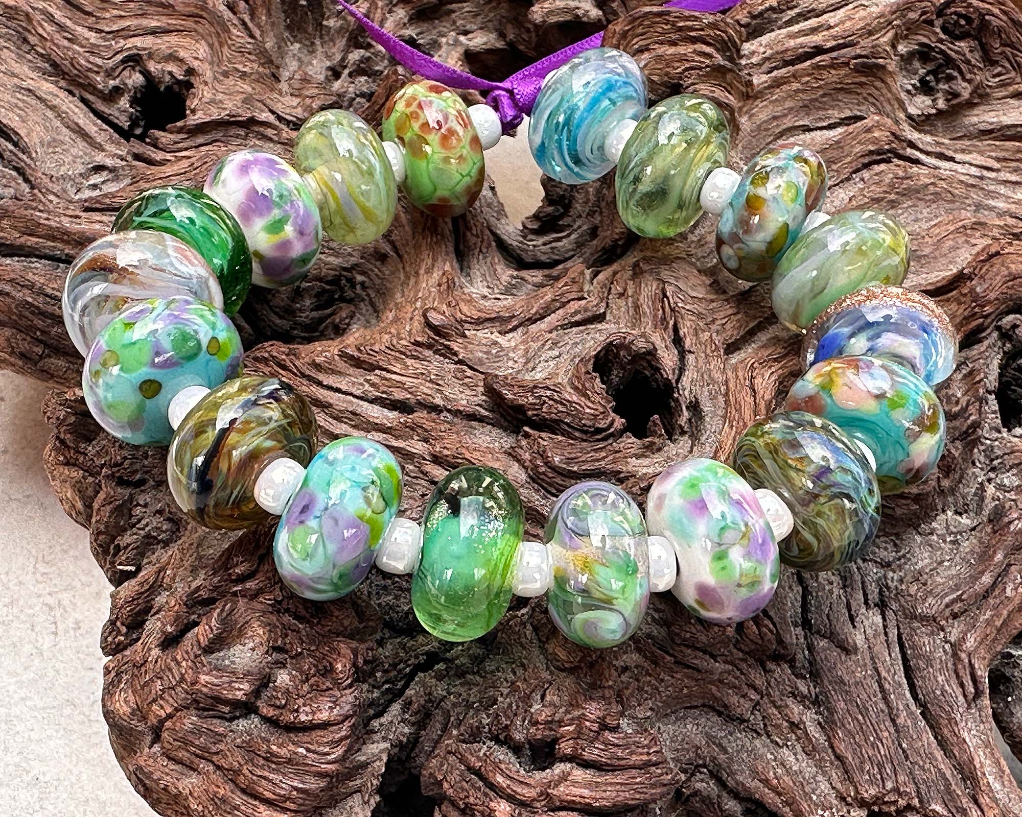 18pcs Handmade Green Orphan Mixed Lampwork Glass Beads for Jewelry Making - DIY Bracelets, Necklaces, Craft Projects - Boho Style Beading Supplies