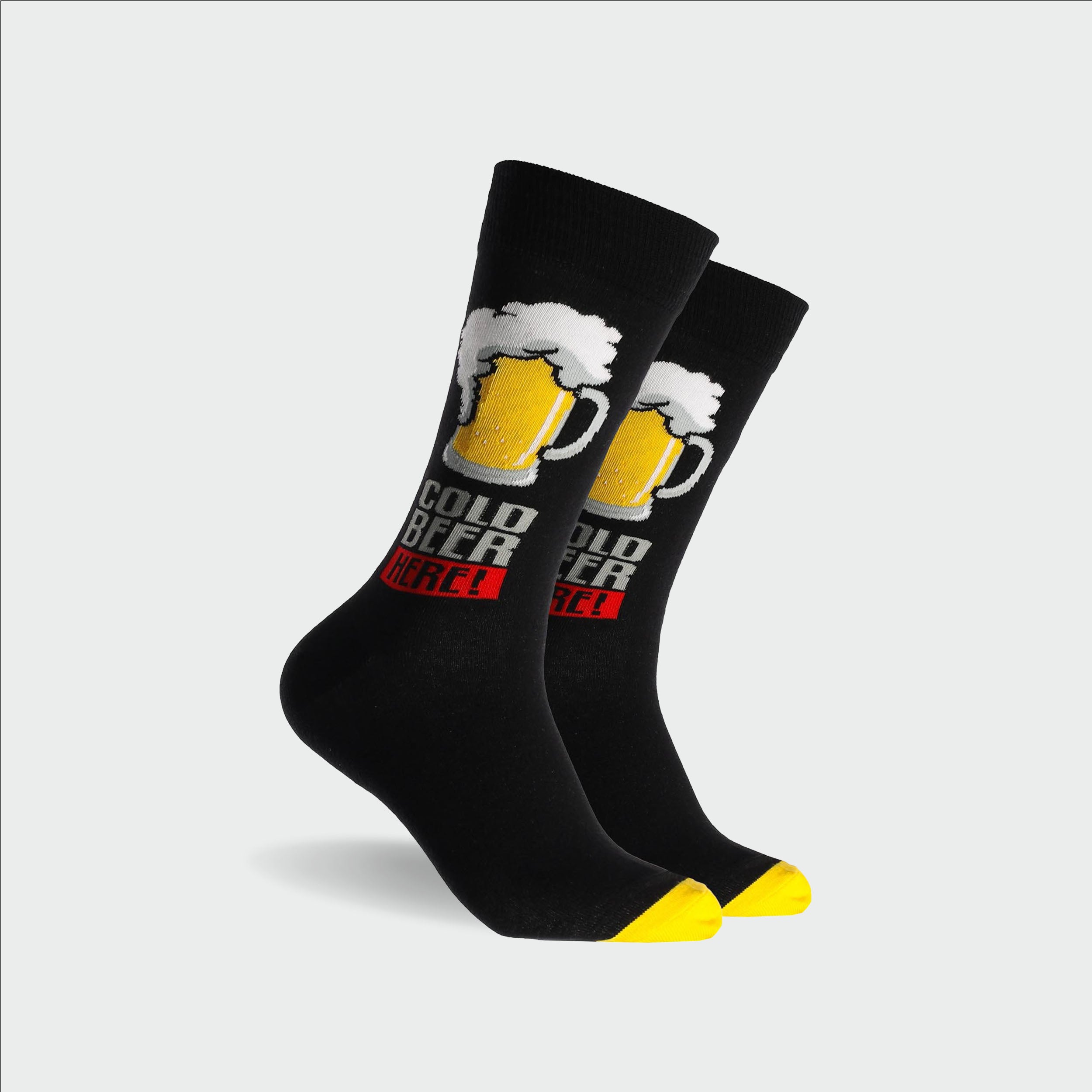 Men's Black Cotton Crew Socks for Cold Beer - Soft & Breathable Ankle Socks for Casual Wear, Work, and Outdoor Activities