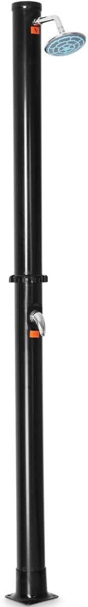 GRAFFY 7.2Ft 5.5 Gallon Solar Outdoor Shower with Adjustable Shower Head - Portable Camping Shower for Backyard, Poolside, Beach, RV & Travel - Easy Installation Black