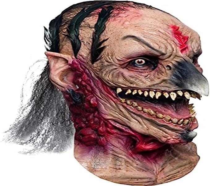 Ghoulish Productions Harwitch Mask - Witch with Crow Nose Latex Mask for Halloween | Smiley Witch Costume Accessory | Nightmare Makers Line by German Giles | Adult One Size Latex Mask for Cosplay, Haunted Houses & Horror Parties