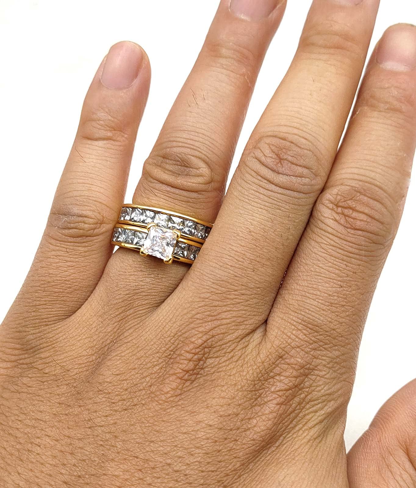 His & Hers Wedding Rings Set - Black Gold & Titanium Bands for Couples - Perfect for Engagements & Anniversaries