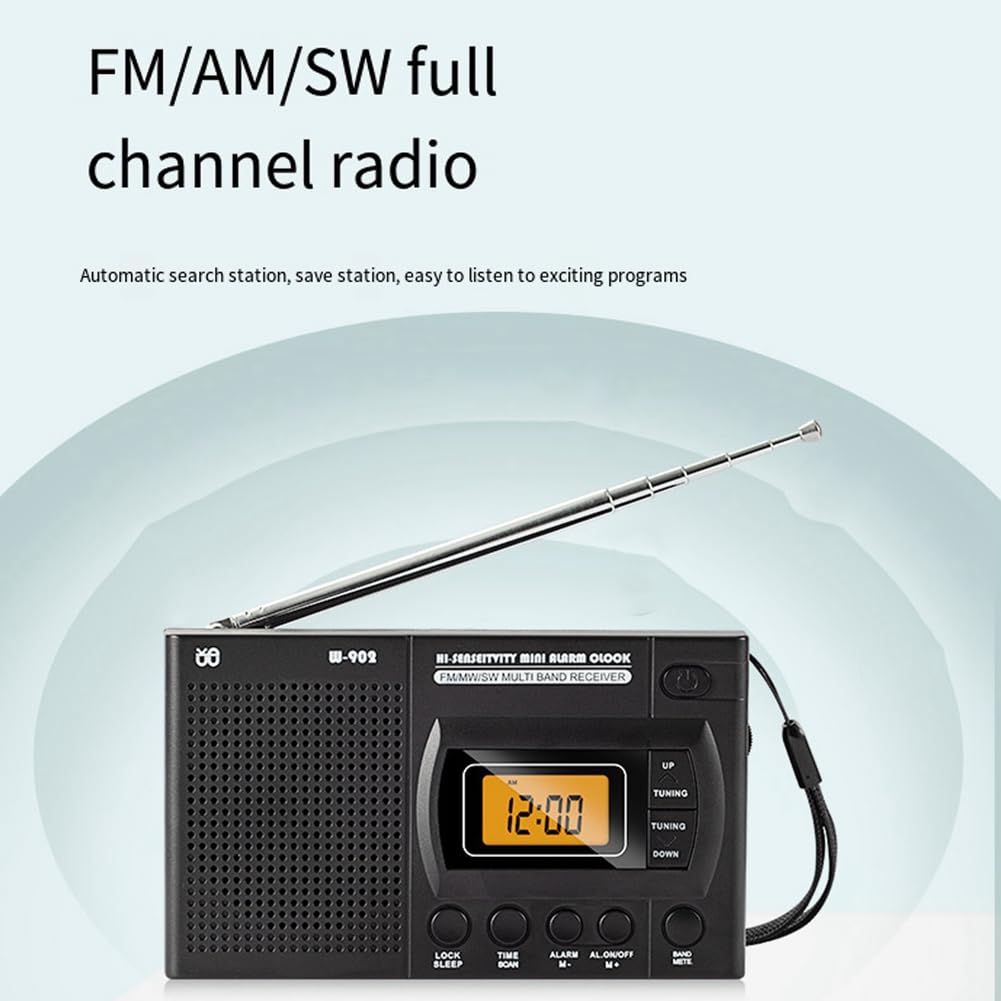 Paociuro Mini LCD AM/FM Radio - Portable Pocket Battery Operated Radio with Telescopic Antenna & Built-in Speaker - Perfect for Elderly, Walking, Jogging, Outdoor Activities, Emergency Use, and Travel