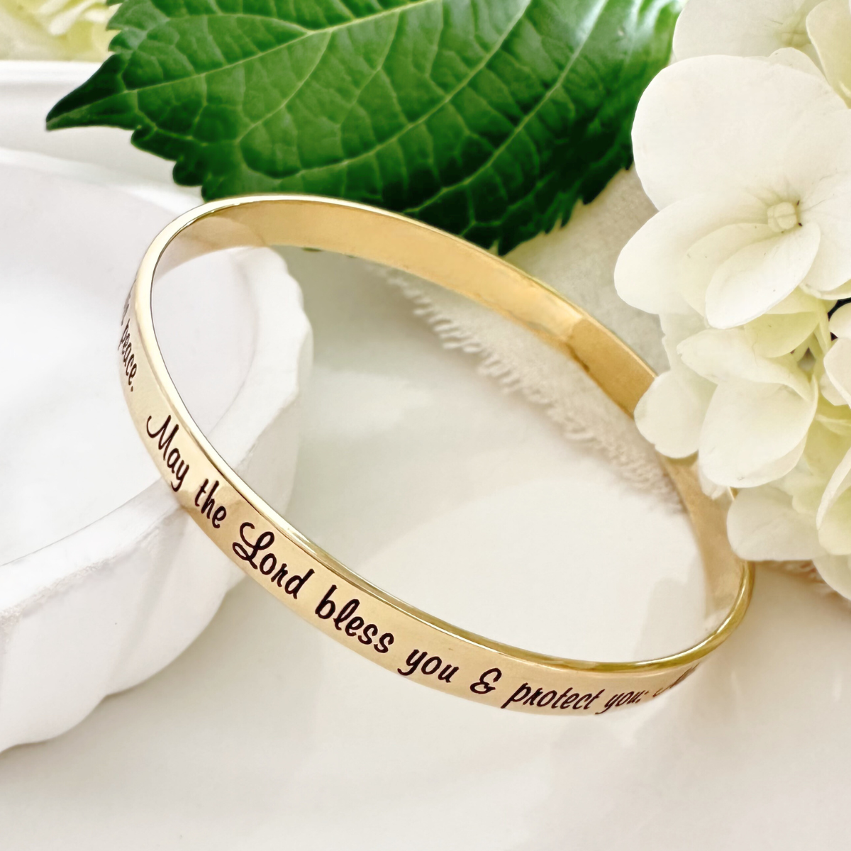 14K Gold Custom Engraved Personalized Bangle Bracelet for Women - Handmade Engraved Name Jewelry Gift for Mom, Wife, Daughter - Perfect for Anniversaries, Birthdays & Special Occasions