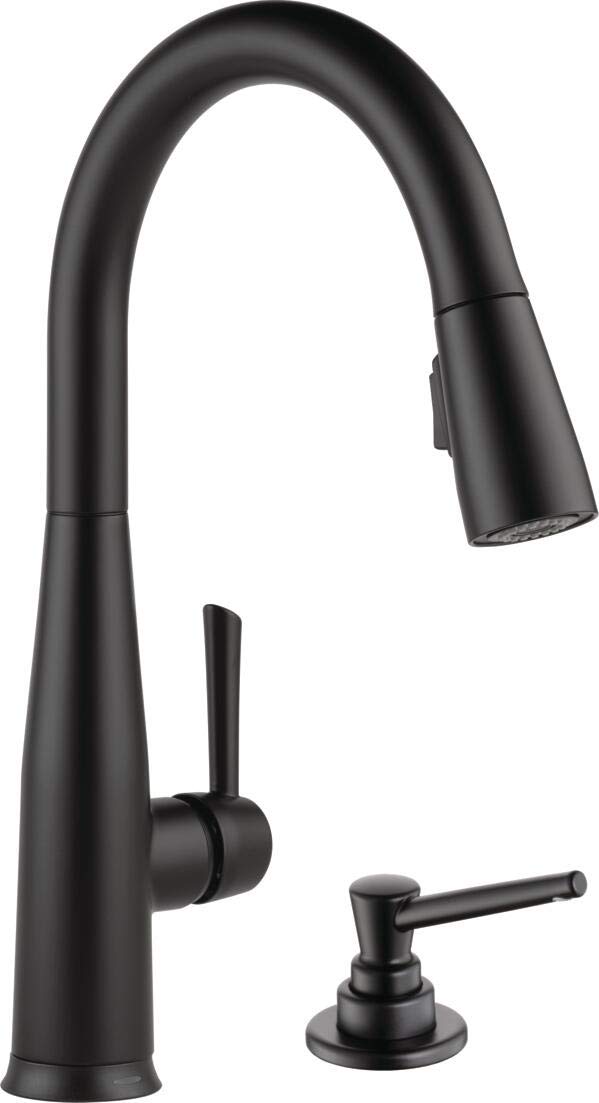 Delta Essa VoiceIQ Smart Kitchen Faucet with Pull-Down Sprayer - Alexa & Google Assistant Voice Control, Touchless Operation, Matte Black Finish - Perfect for Modern Smart Homes & Hands-Free Cooking