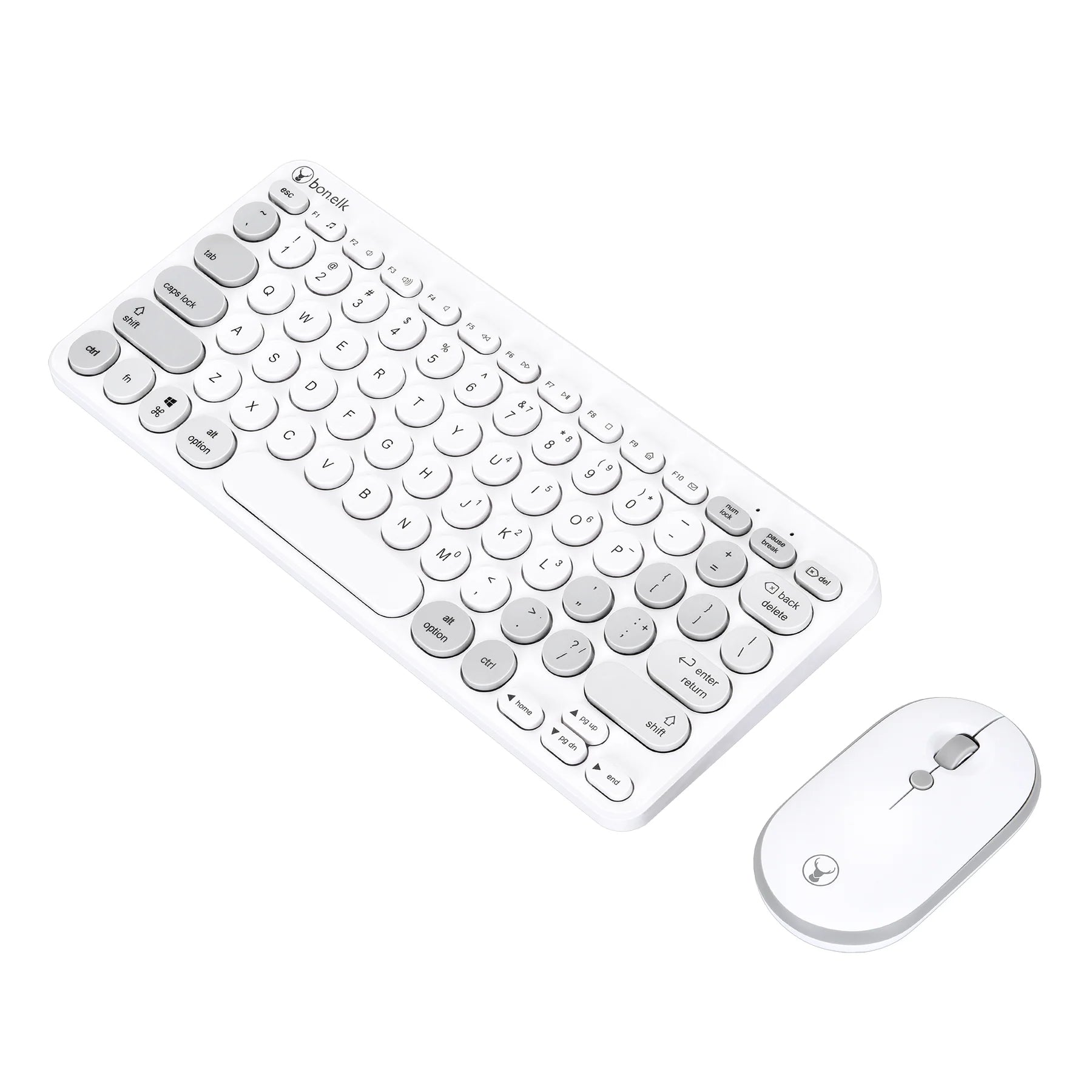 Bonelk KM 383 Wireless Keyboard and Mouse Combo - 2.4GHz Ergonomic Grey Set for PC, Laptop, Office & Home Use - Plug and Play with Silent Keys & Smooth Scrolling