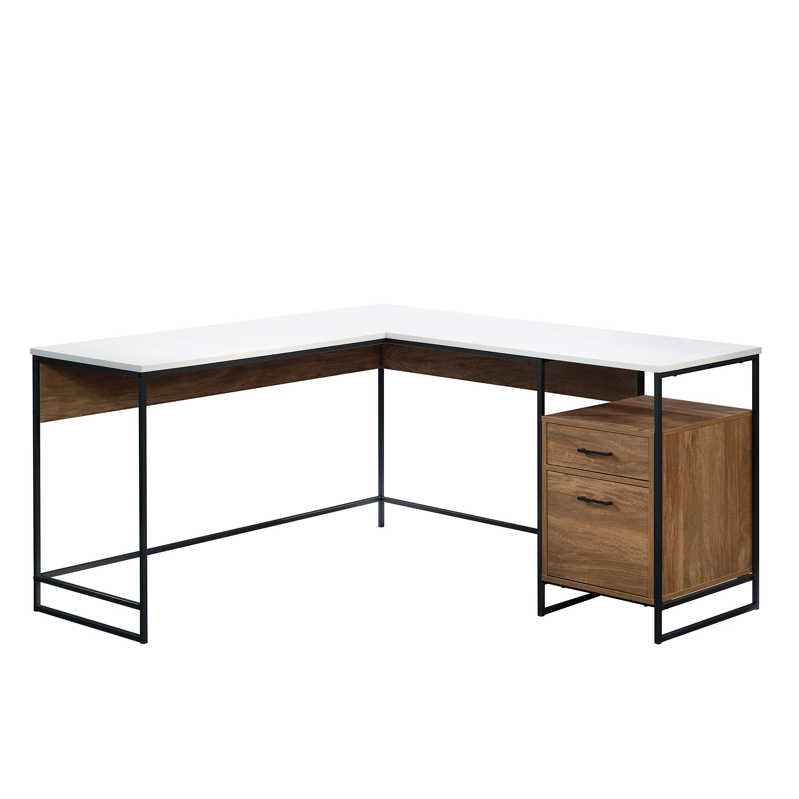 Sauder Tremont Row Modern L-Shaped Desk with Storage, Sindoori Mango Finish - Stylish Home Office Furniture for Small Spaces, Perfect for Remote Work & Study