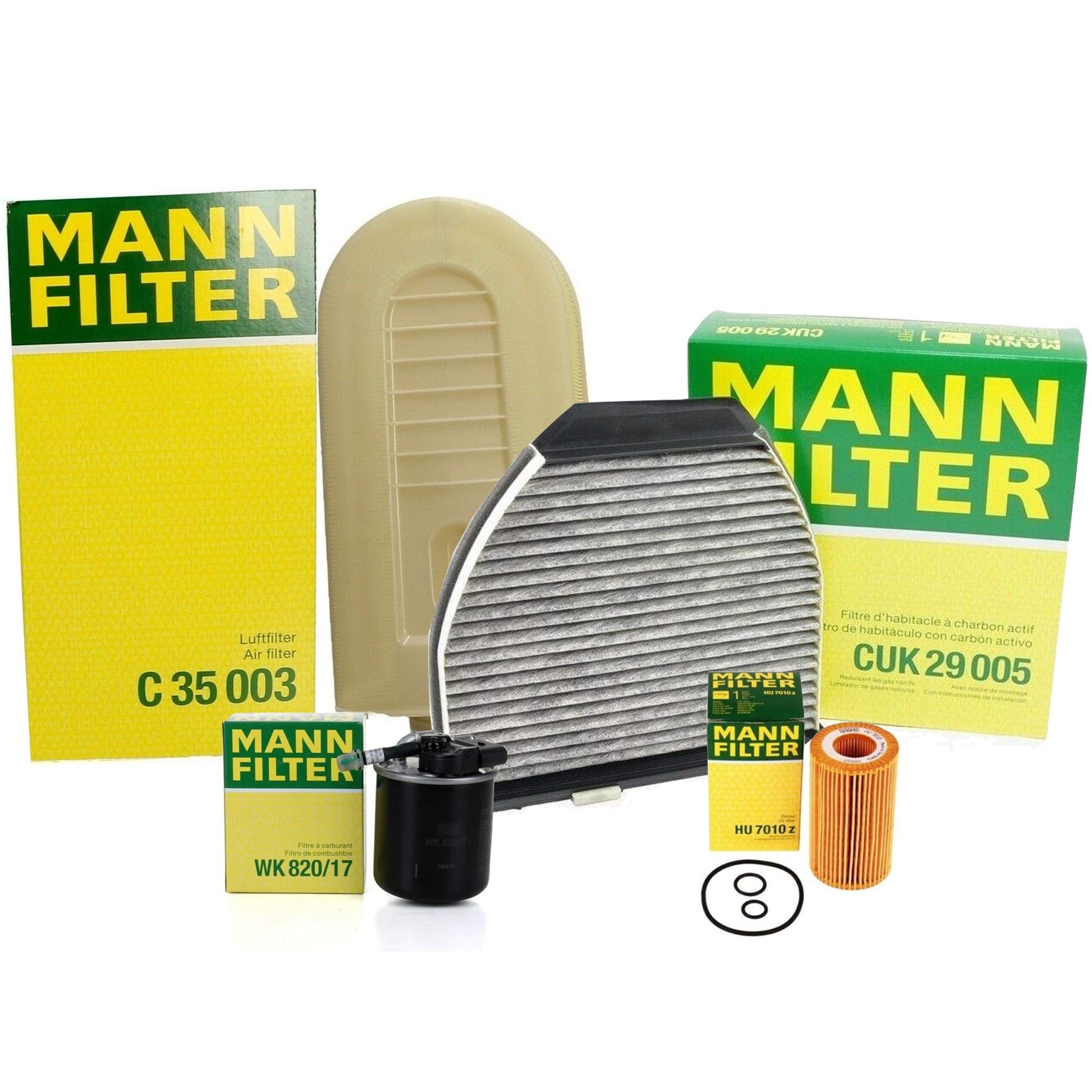 Mann Oil Air Carbon Cabin Fuel Filter Service Kit for Mercedes-Benz W212 2.1L Turbo Diesel - Perfect for Engine Maintenance & Performance Tuning