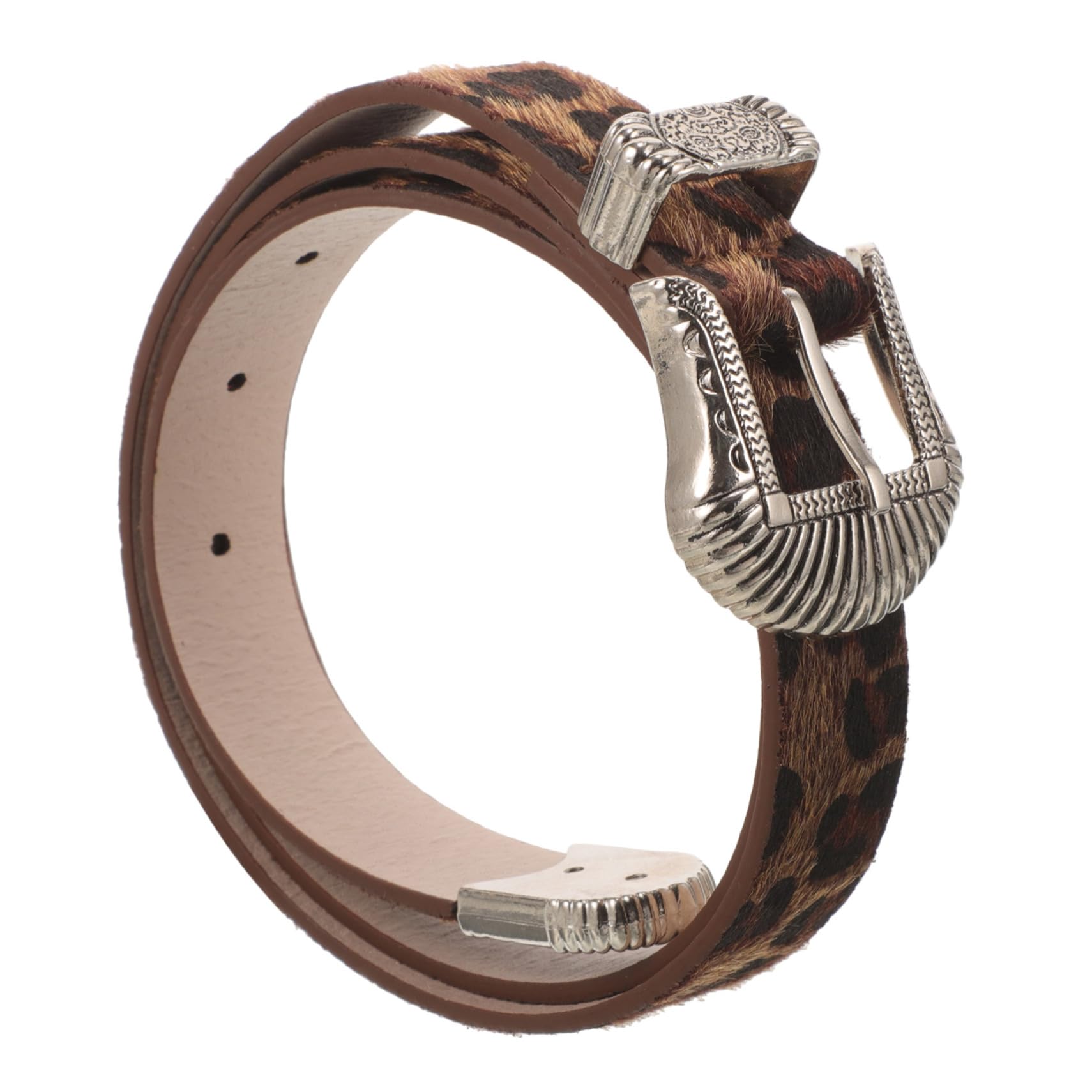 Vintage Leopard Print Belt for Women - Adjustable Waist Belt with Metal Buckle - Perfect for Jeans, Dresses & Retro Outfits
