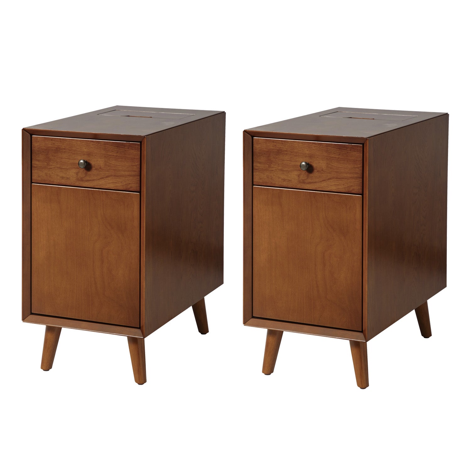 Vira End Table with Storage & Built-in Outlets - Modern Side Table with USB Charging Ports & Power Outlets for Living Room, Bedroom, Office - Perfect Nightstand or Sofa Side Table