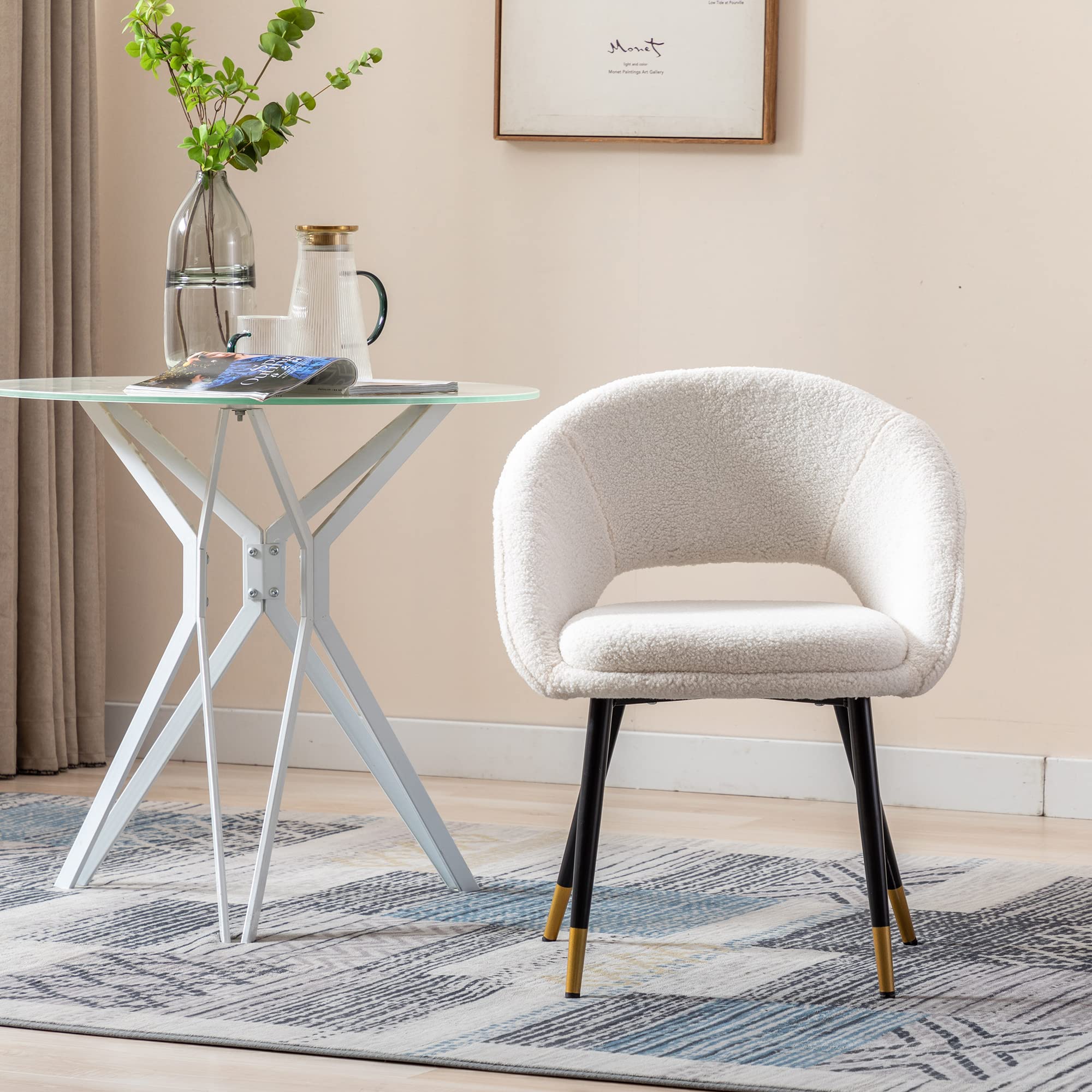Modern Upholstered Wingback Dining Chairs with Steel Legs - Comfortable Accent Chairs for Living Room, Bedroom & Kitchen - Beige - Perfect for Dining Sets, Home Decor & Small Spaces