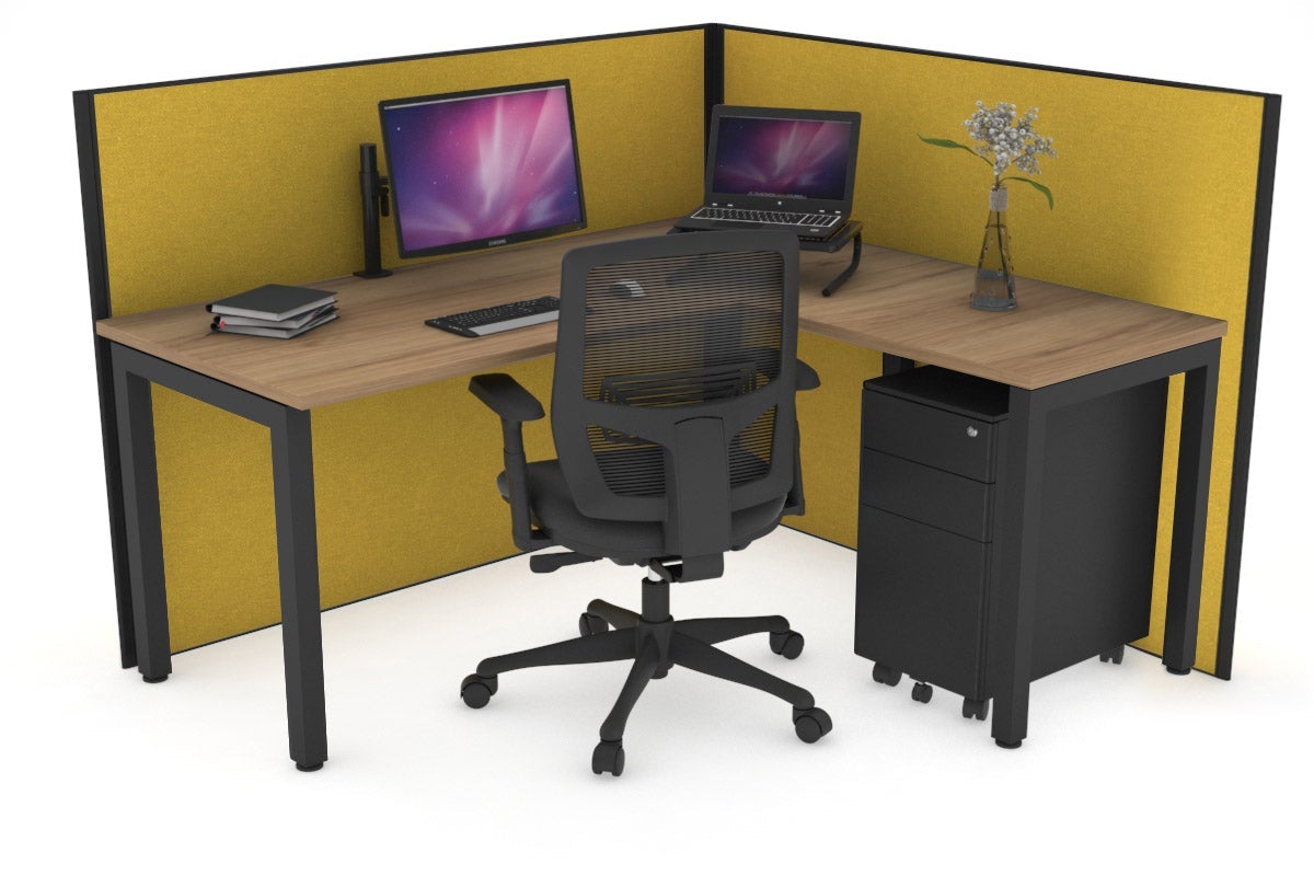 Horizon Quadro Square Legs L-Shaped Corner Office Desk - 1400mm x 1700mm, Modern Home Office Furniture for Small Spaces, Perfect for Workstations, Gaming & Study Areas