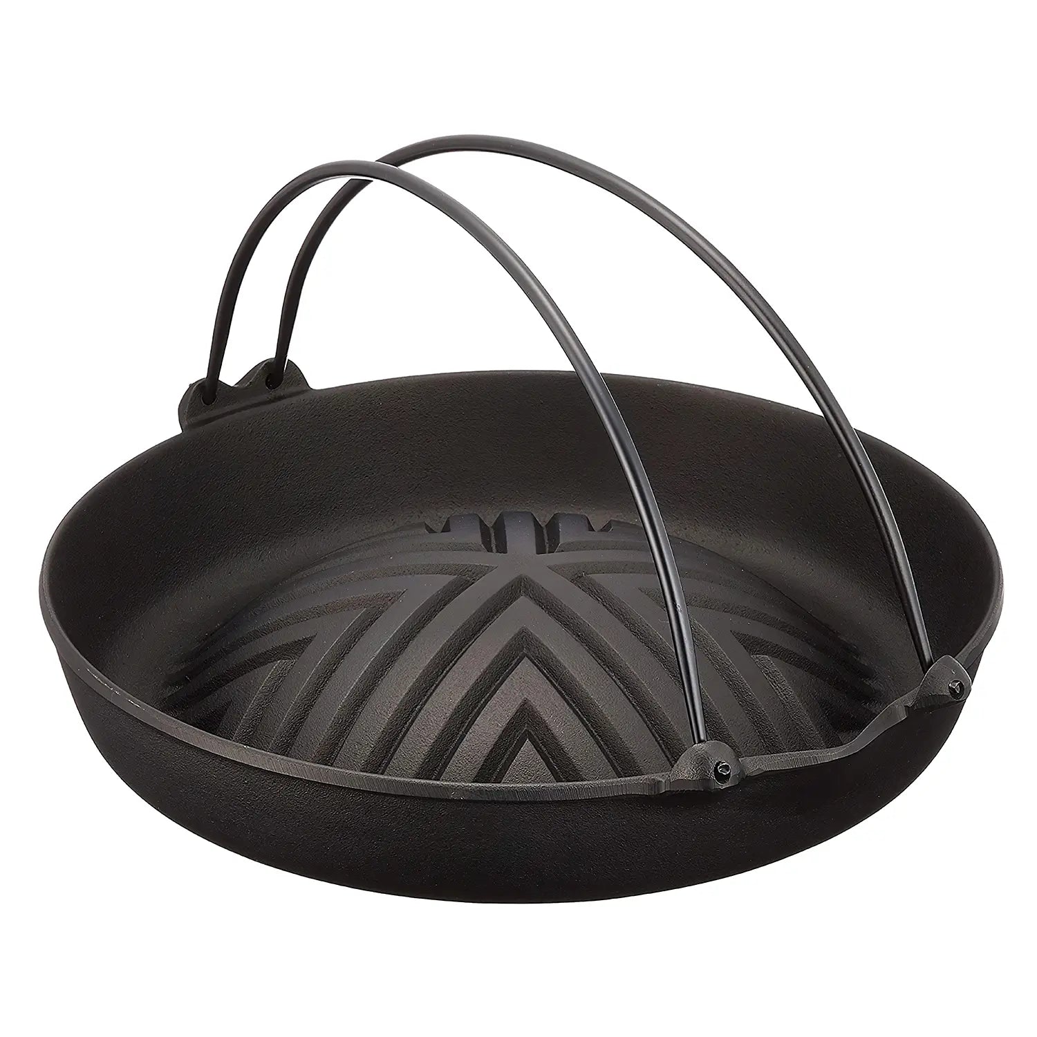 Premium Iwachu Nambu Cast Iron Genghis Khan Grill Pan with Bail Handle - Authentic Japanese BBQ Grill for Outdoor Camping, Backyard Parties & Indoor Cooking
