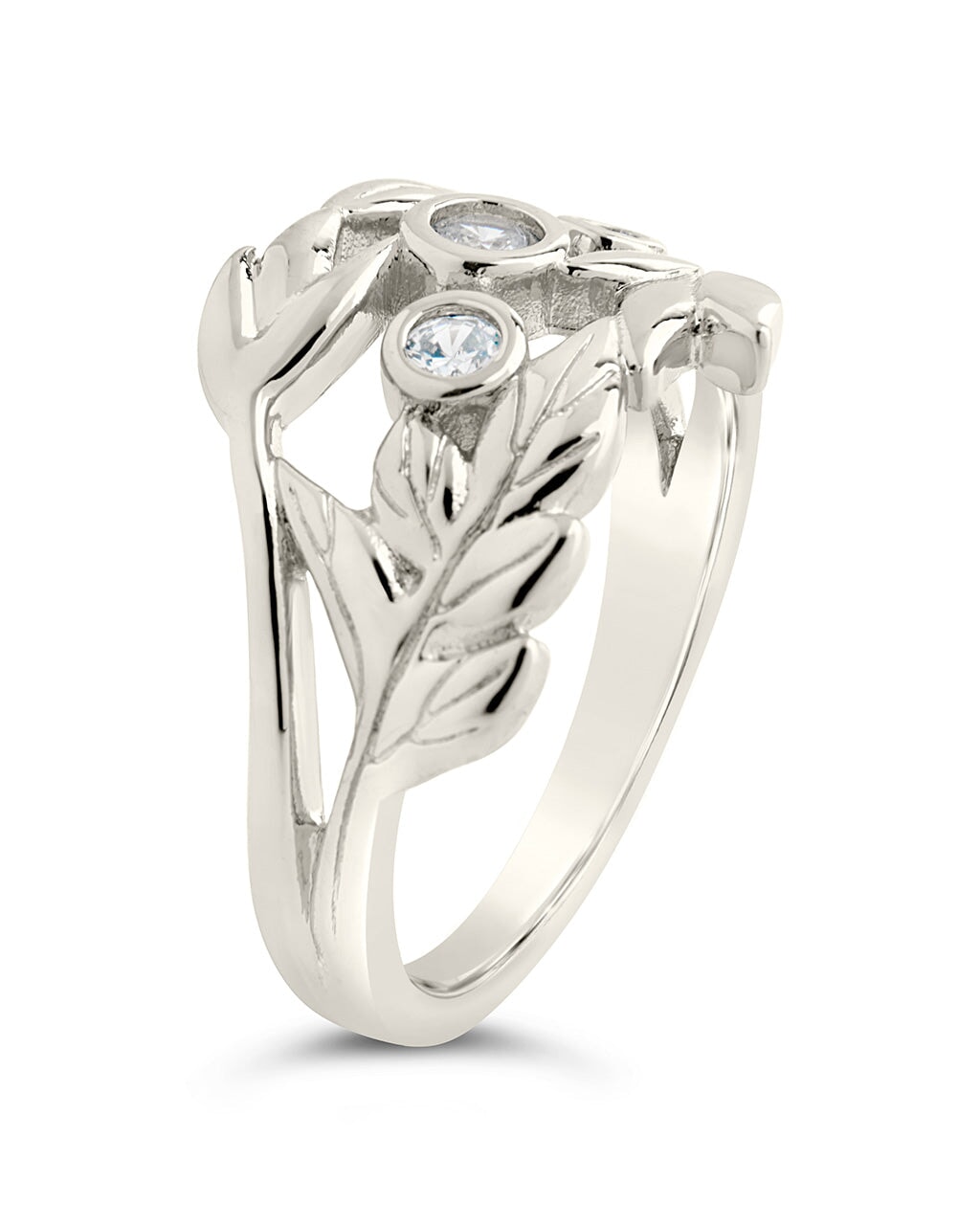 Elegant Sicily CZ Leaf Ring - Sterling Silver Fashion Jewelry for Women, Perfect for Parties, Weddings & Everyday Wear