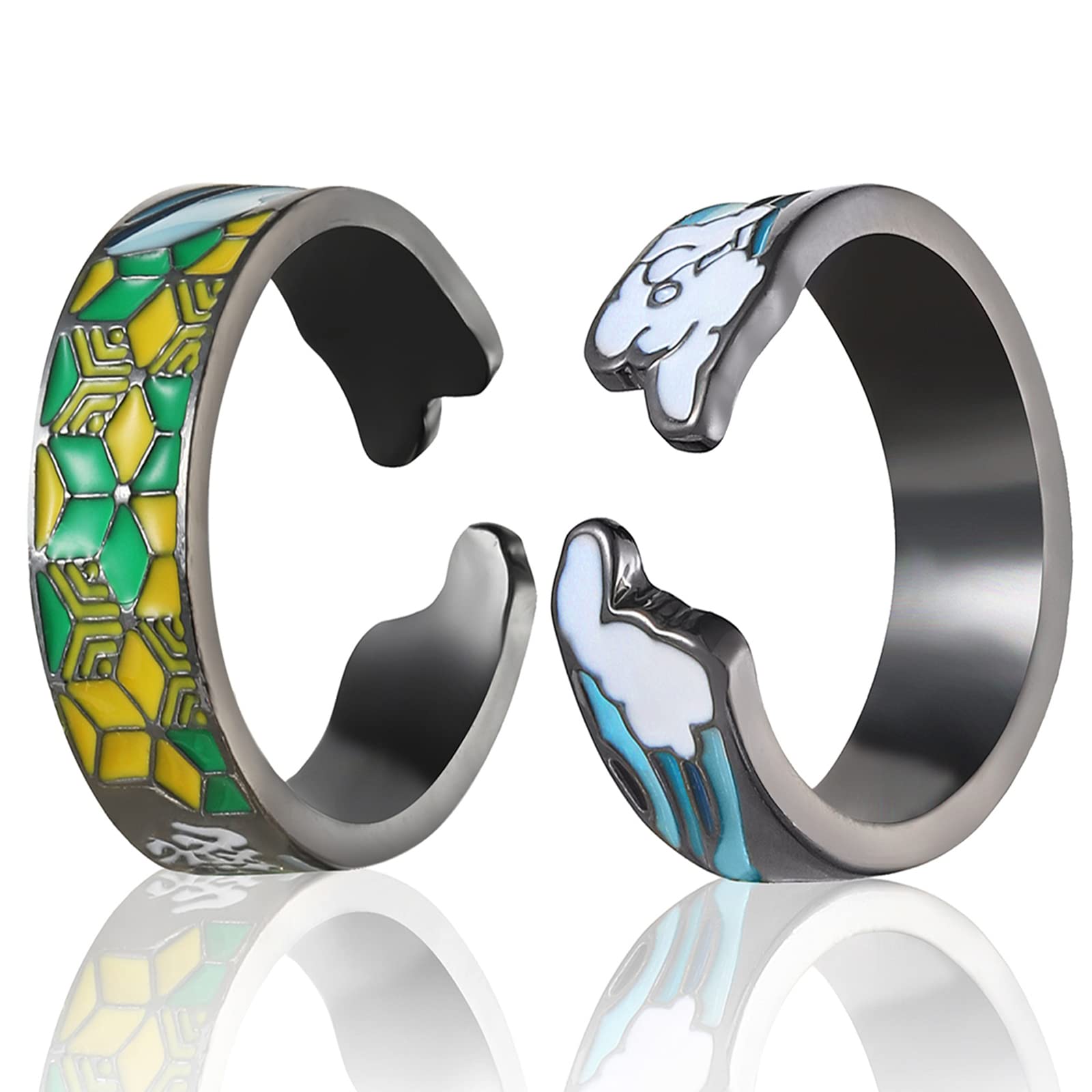 Tanjirou Cosplay Anime Adjustable Open Ring - Demon Slayer Inspired Manga Jewelry for Women & Girls | Perfect for Cosplay, Gift Giving & Anime Enthusiasts