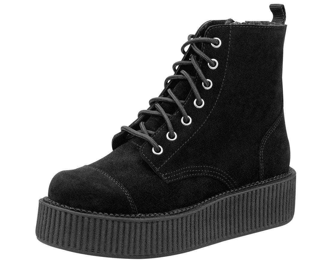 T.U.K Black Suede Mondo 7I Boot - Punk Rock Ankle Boots for Women | Perfect for Concerts, Night Out & Alternative Fashion