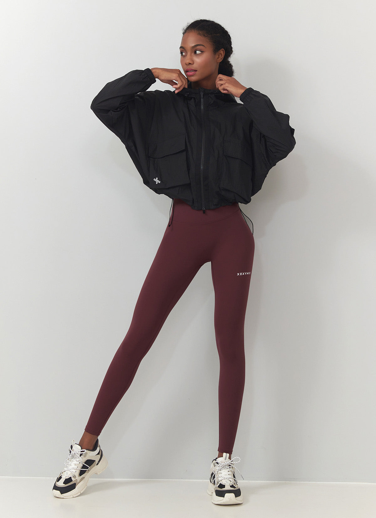 Women's Lightweight 2-Way Zipper Crop Hooded Windbreaker Jacket - Stylish Outdoor Running, Hiking & Casual Wear