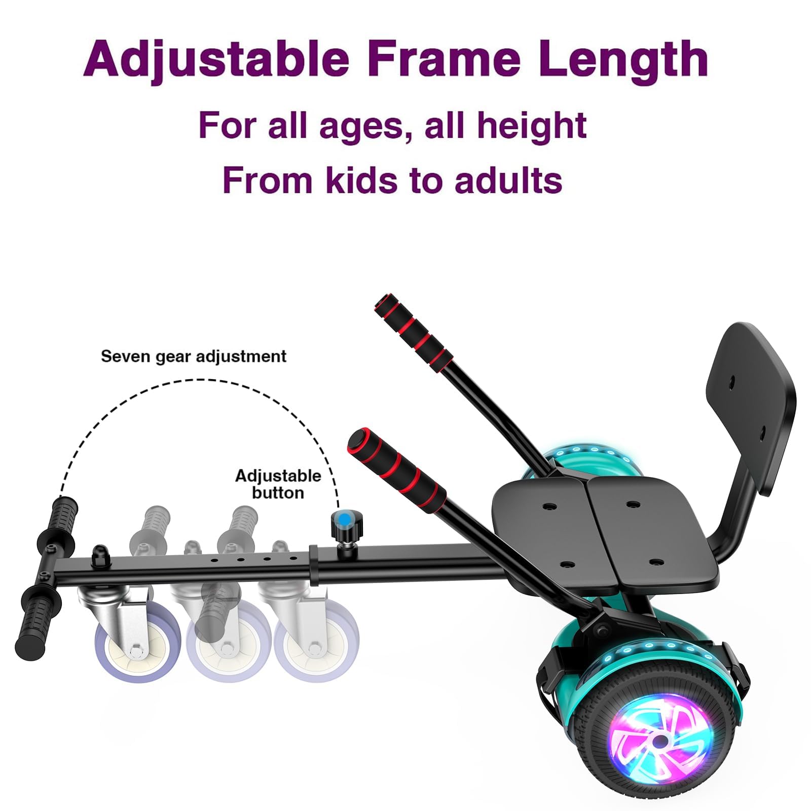 6.5 Inch Self Balancing Hoverboard with Bluetooth & LED Lights - Electric Scooter for Kids & Teens - Perfect for Commuting, Campus Travel & Outdoor Fun