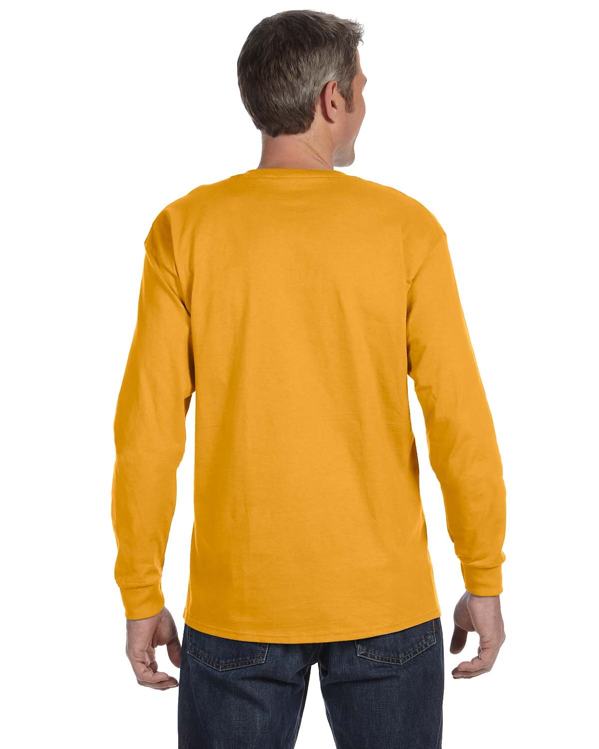 Jerzees 5.6 oz. 50/50 Heavyweight Blend Long-Sleeve T-Shirt for Men - Comfortable Cotton Polyester Crewneck Shirt for Work, Casual Wear & Outdoor Activities