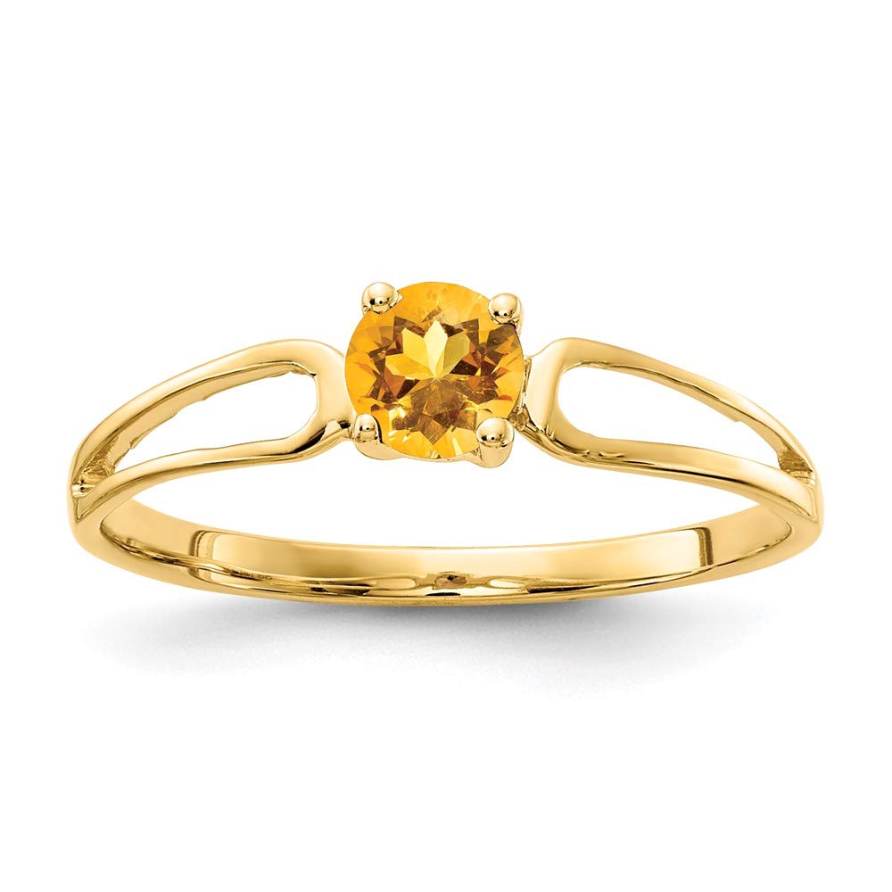 14K Solid Yellow Gold 4mm Citrine November Birthstone Engagement Ring for Women - Perfect for Proposals, Anniversaries & Special Occasions
