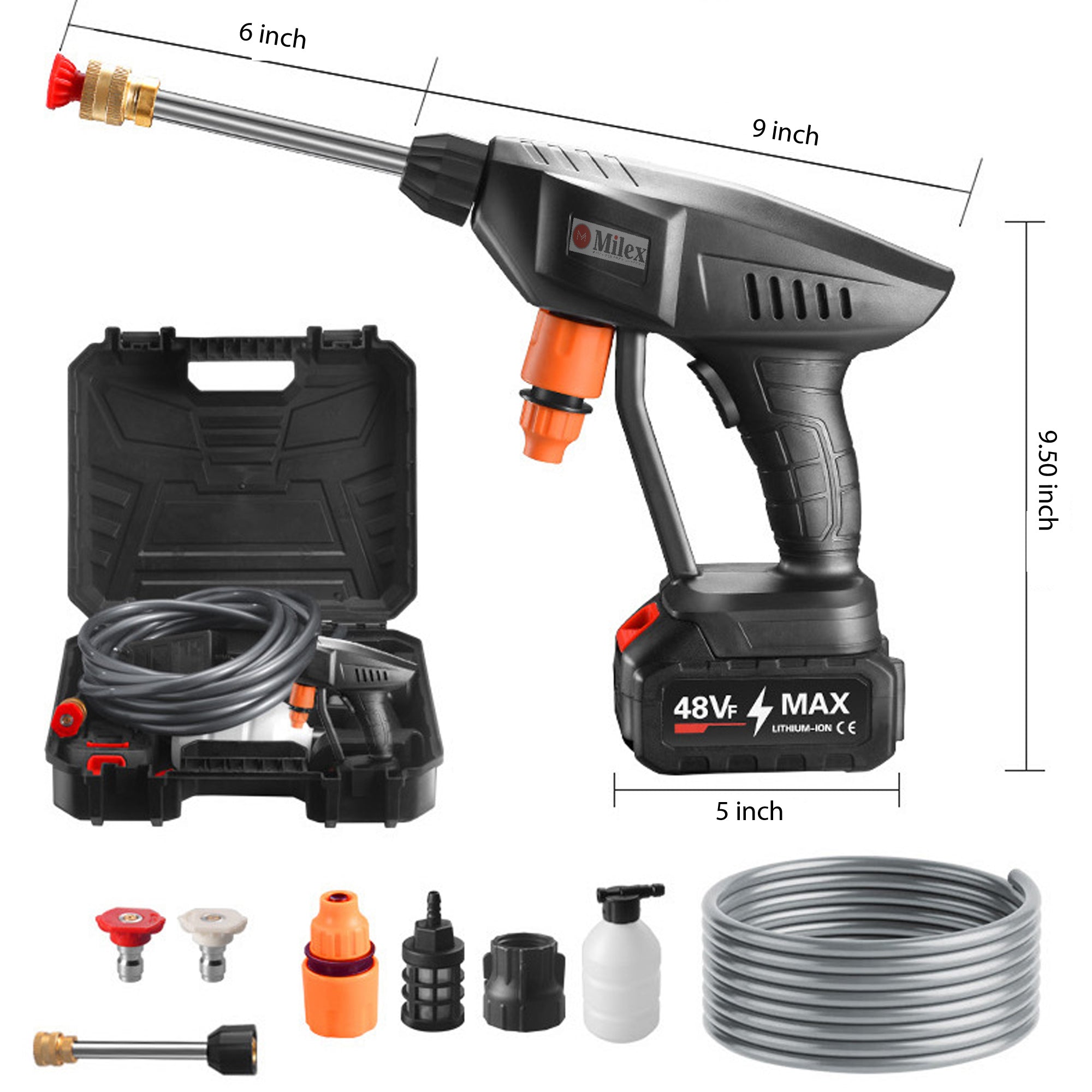 Milex Insta Blast 1800 PSI Electric Pressure Washer - Portable & Powerful Handheld Car Washer for Home, Driveway, Deck, Patio Cleaning