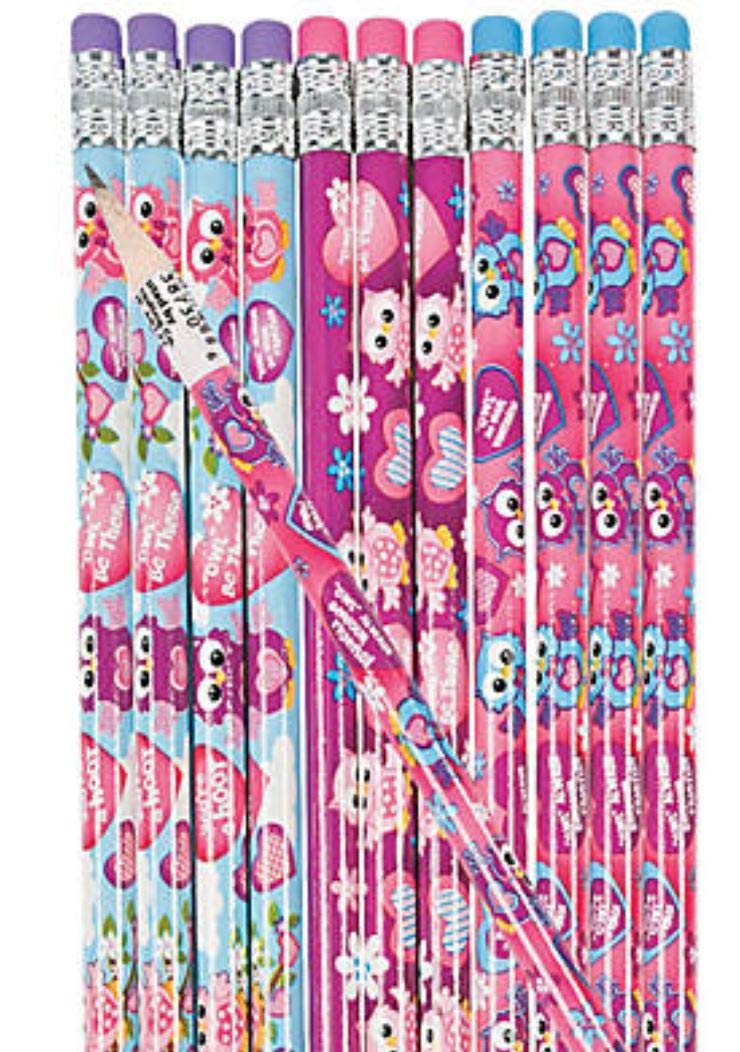 Valentine's Day Owl Pencils - 24 Pack Cute Owl Design Pencils for Kids, Classroom, Party Favors & School Supplies - Perfect for Valentine's Gifts, Classroom Rewards & Holiday Celebrations