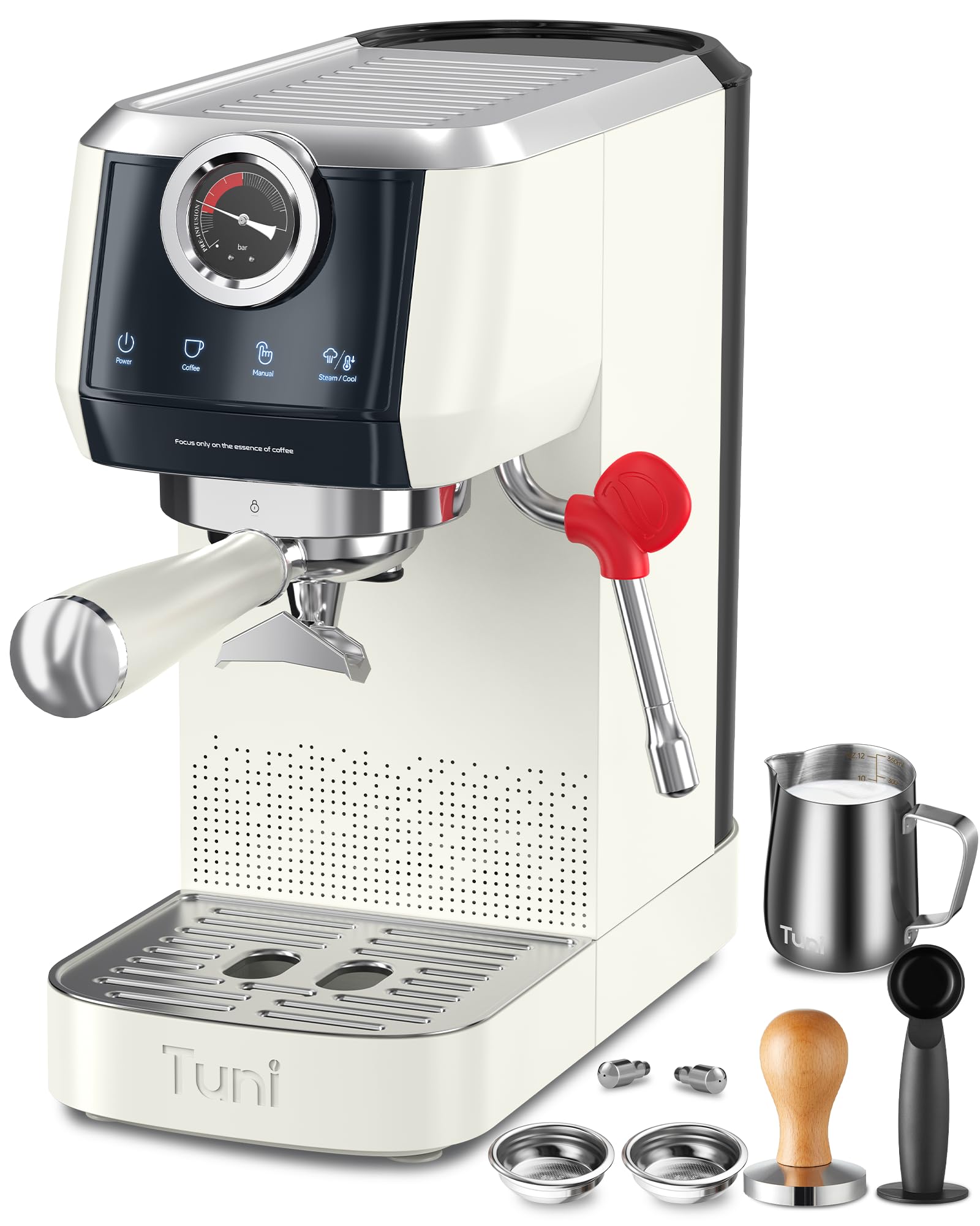 Premium Tuni E2 58mm Semi-Automatic Espresso Machine - 20Bar Pressure Dual Boiler System with 10mm Steam Milk Frother - Professional UKLA Pump for Espresso & Cappuccino - Perfect Gift for Coffee Lovers - Ideal for Home Baristas, Coffee Shops & Office Use