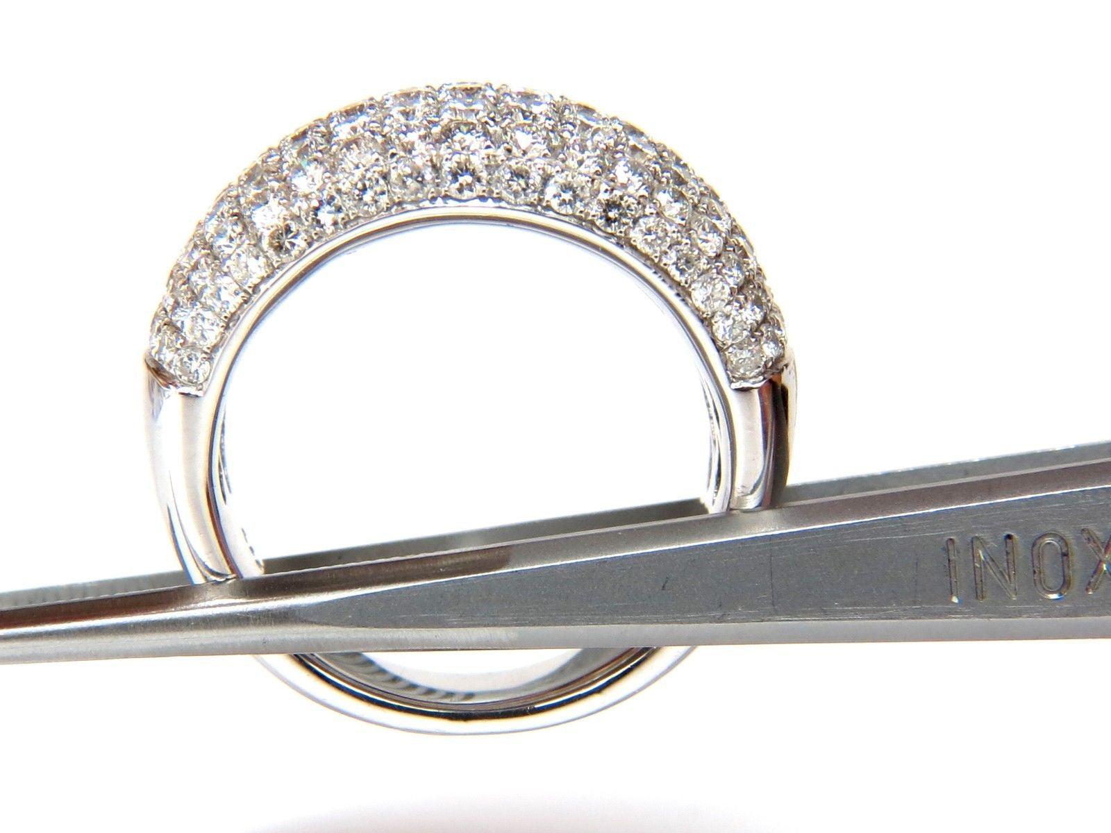 2.77CT Full Cut Diamond Bead Set Wide Band Ring - 18KT White Gold, 10MM Width, Size 6.75 - Elegant Wedding Band, Anniversary Gift & Everyday Luxury Jewelry