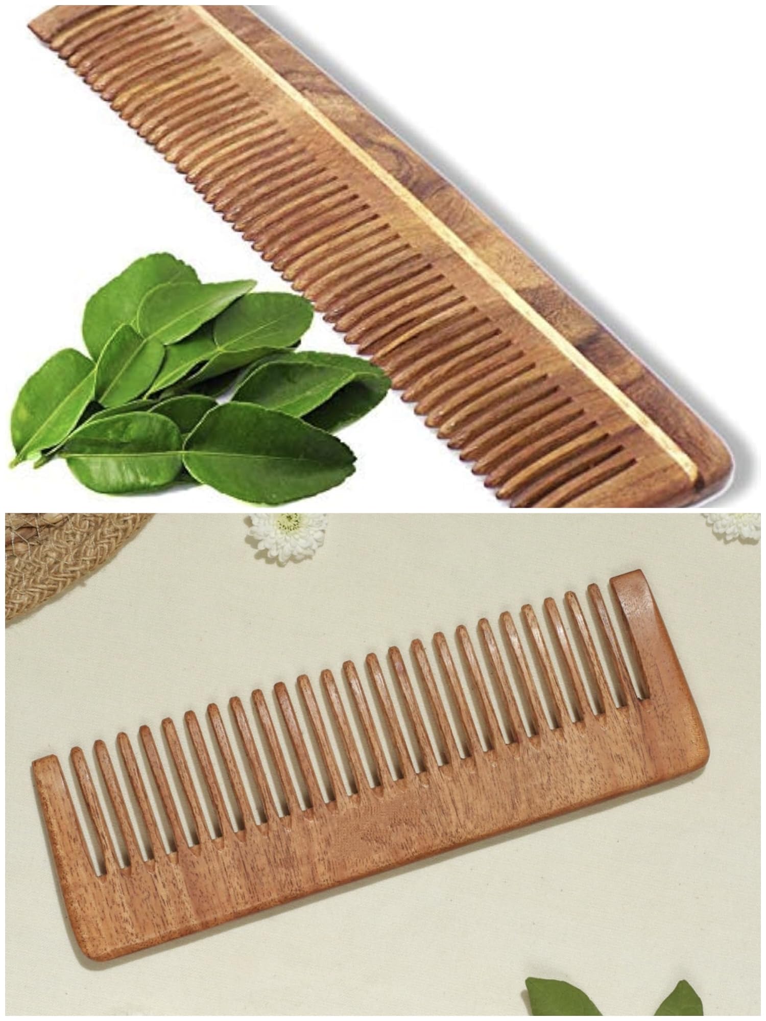 Premium Wooden Comb Set for Hair Care - Pack of 2 Natural Wood Combs for Detangling & Styling - Perfect for Daily Use, Travel & Gifts