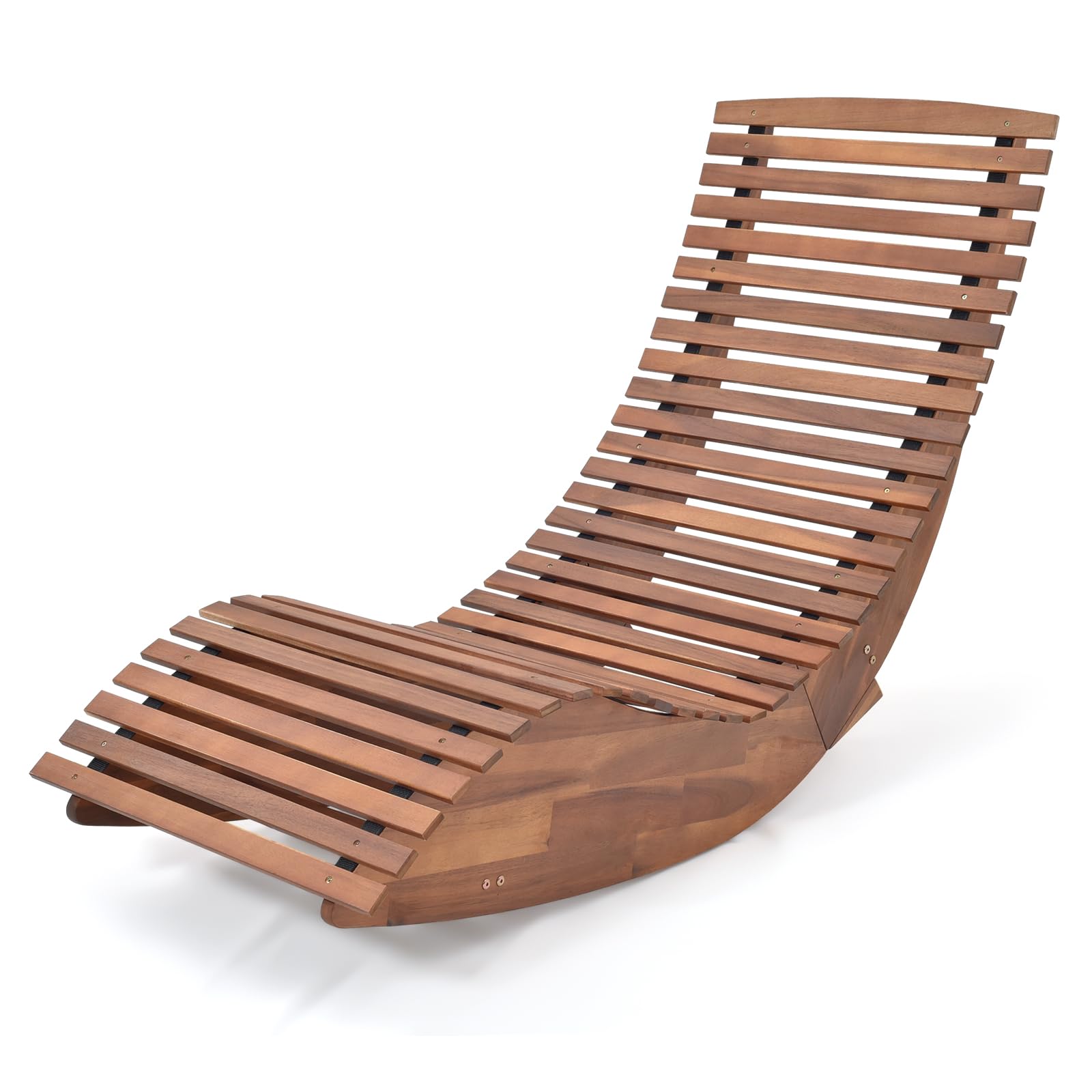 Tangkula Acacia Wood Rocking Chair - Wide Slatted Seat & High Back Porch Rocker - Durable Outdoor Patio Chair for Backyard, Garden, Deck & Sunroom Relaxation | Perfect for Reading, Lounging & Enjoying Nature