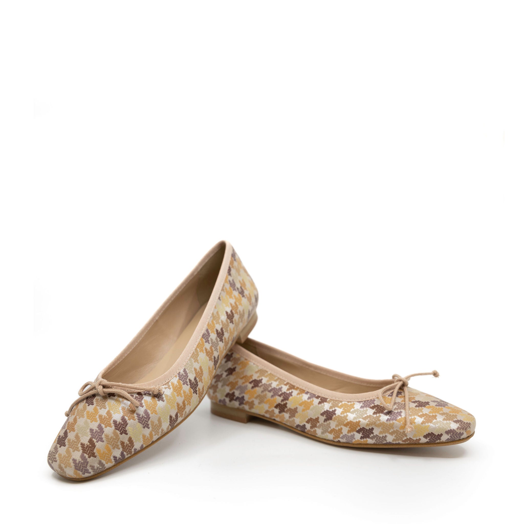Blublonc Women's Multi Houndstooth Square Toe Ballet Flats - Comfortable Casual Shoes for Work, Office & Everyday Wear