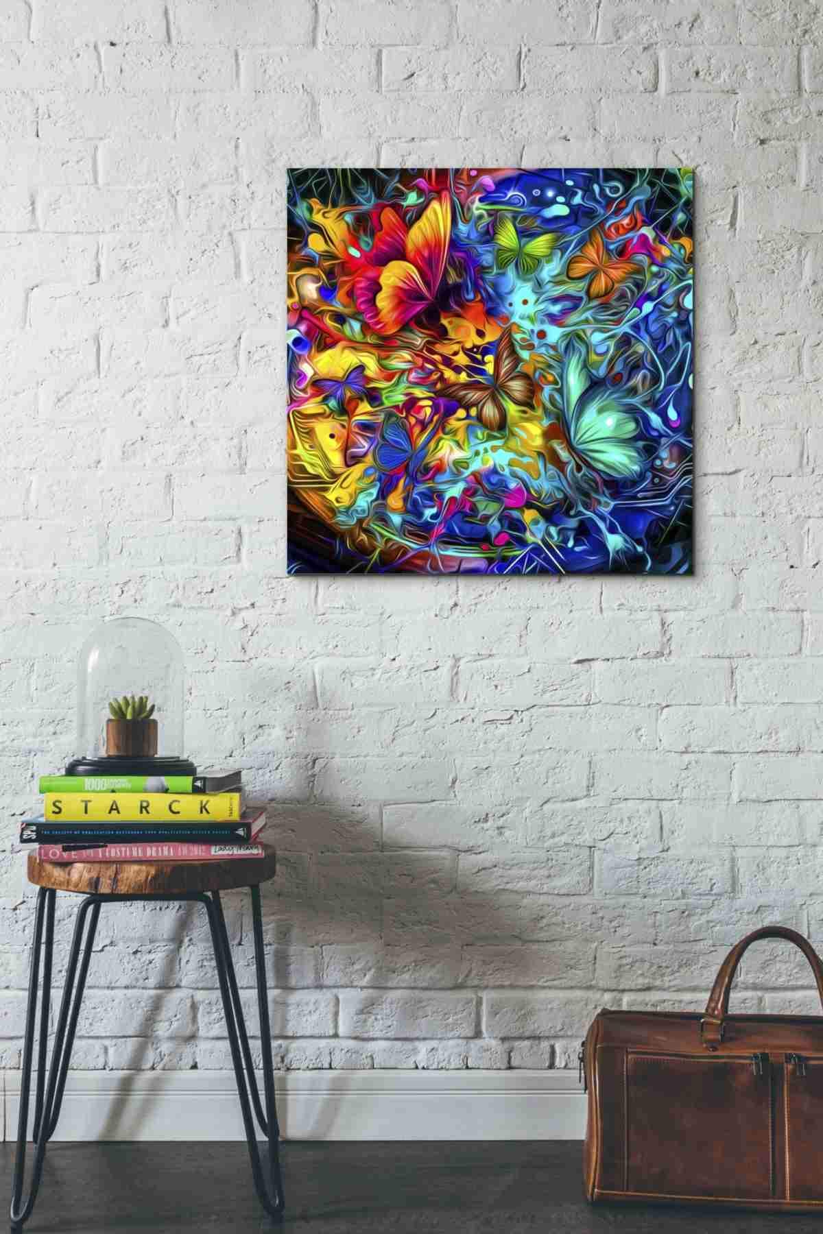 Melting Pot Abstract Canvas Wall Art - 26x26 Inches Modern Home Decor for Living Room, Bedroom & Office