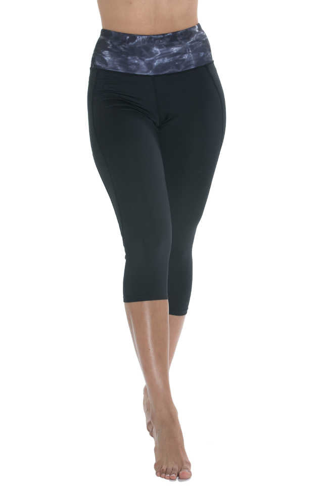 Women's High Waist Capri Swim Leggings - Quick Dry Workout Aqua Design for Yoga, Beach & Pool Activities