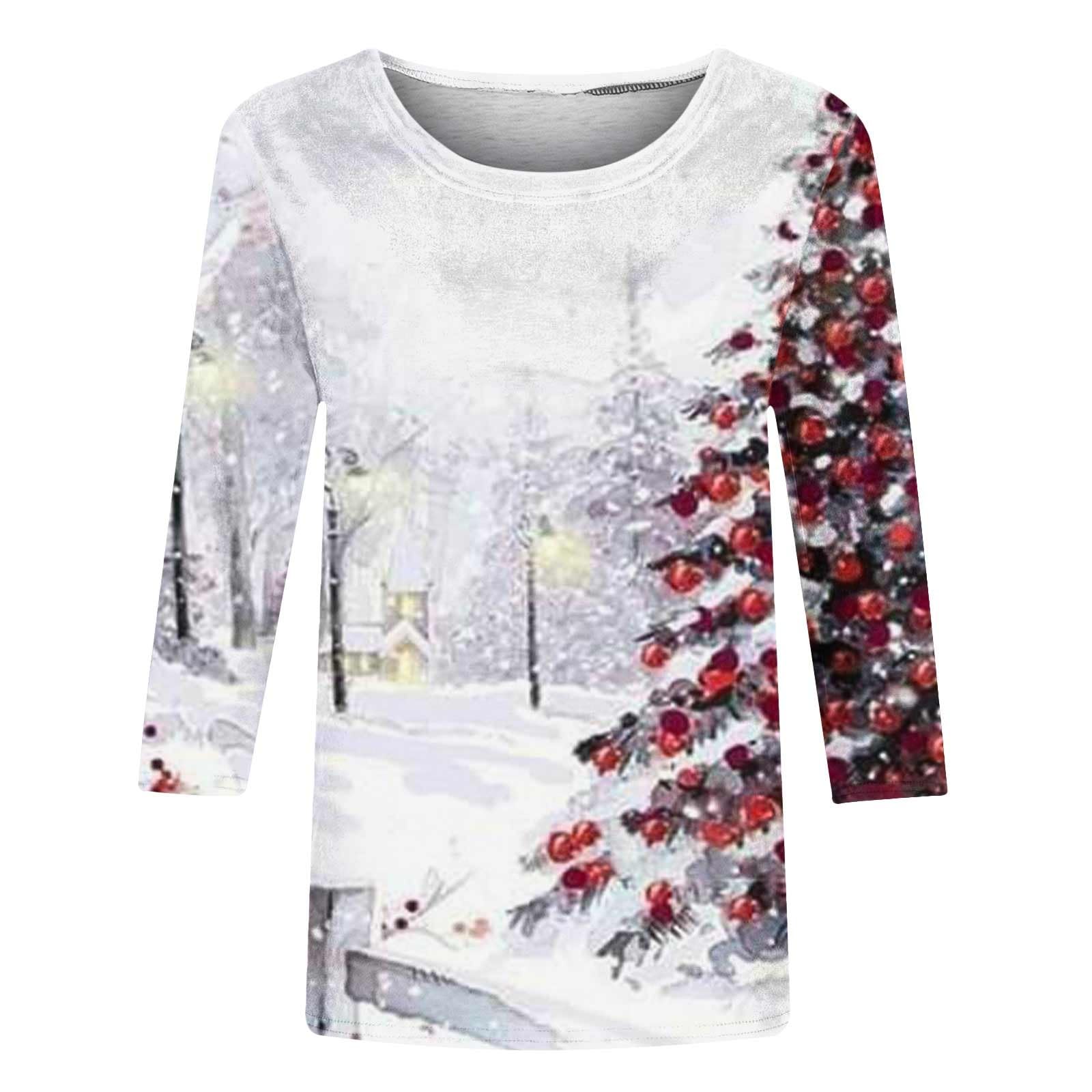 Yihaojia Plus Size Christmas Shirts for Women - Festive Holiday Tops for Parties & Family Gatherings - Black Friday & Christmas in July Deals