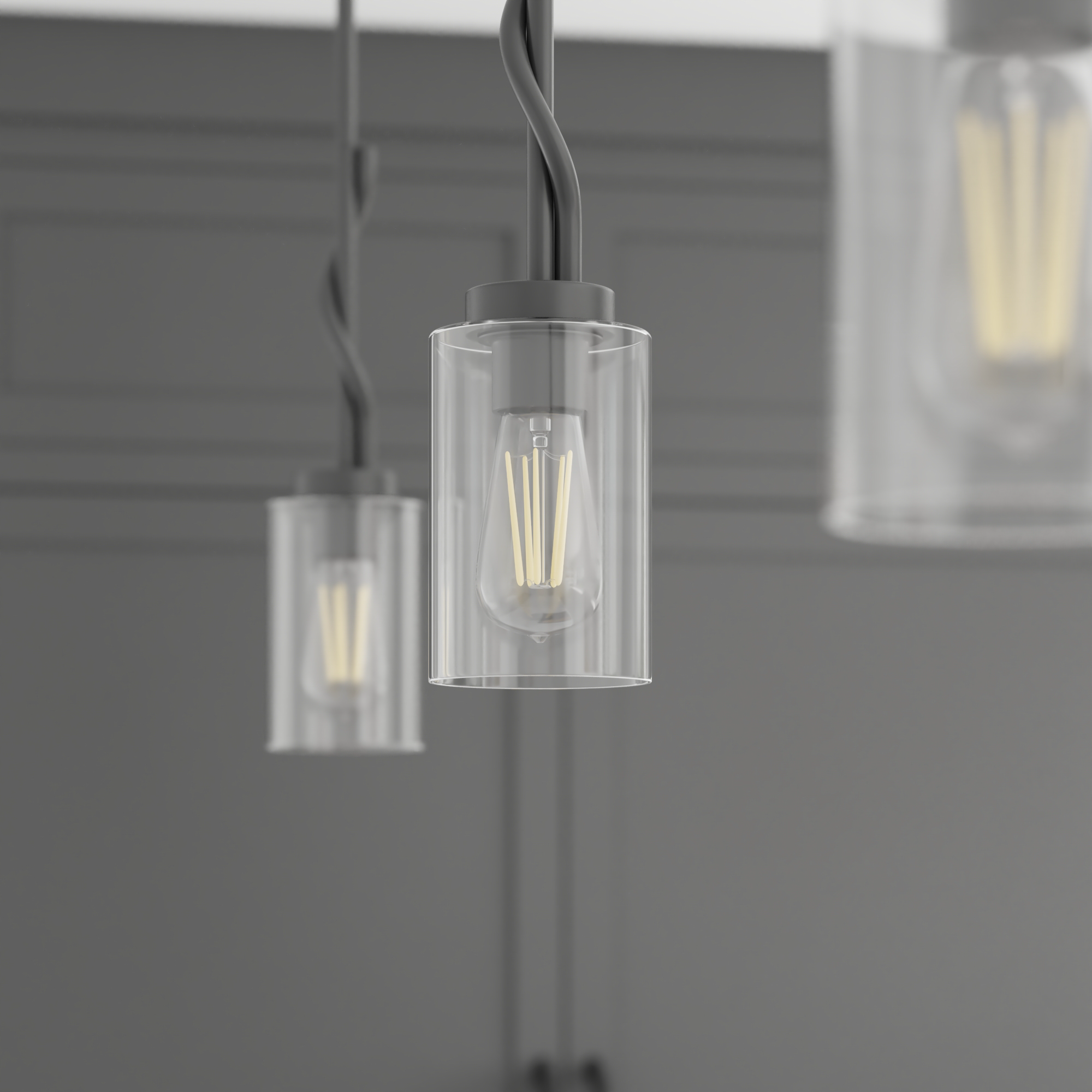1 Light Lantier Mini Pendant Light Fixture - Matte Black Finish with Clear Glass Shade - Perfect for Kitchen Island, Dining Room, or Entryway Lighting