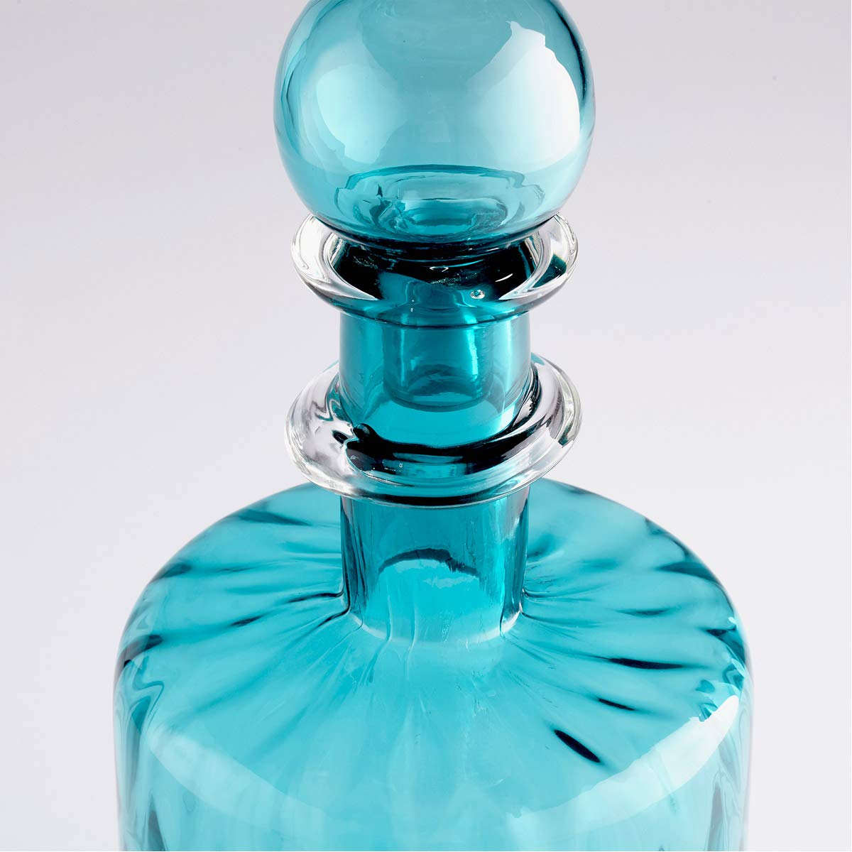 Elegant Cyan Design Decadent Decanter Set #2 - Glass Wine Decanter with Serving Tray for Home Bar, Dinner Parties & Gift Giving
