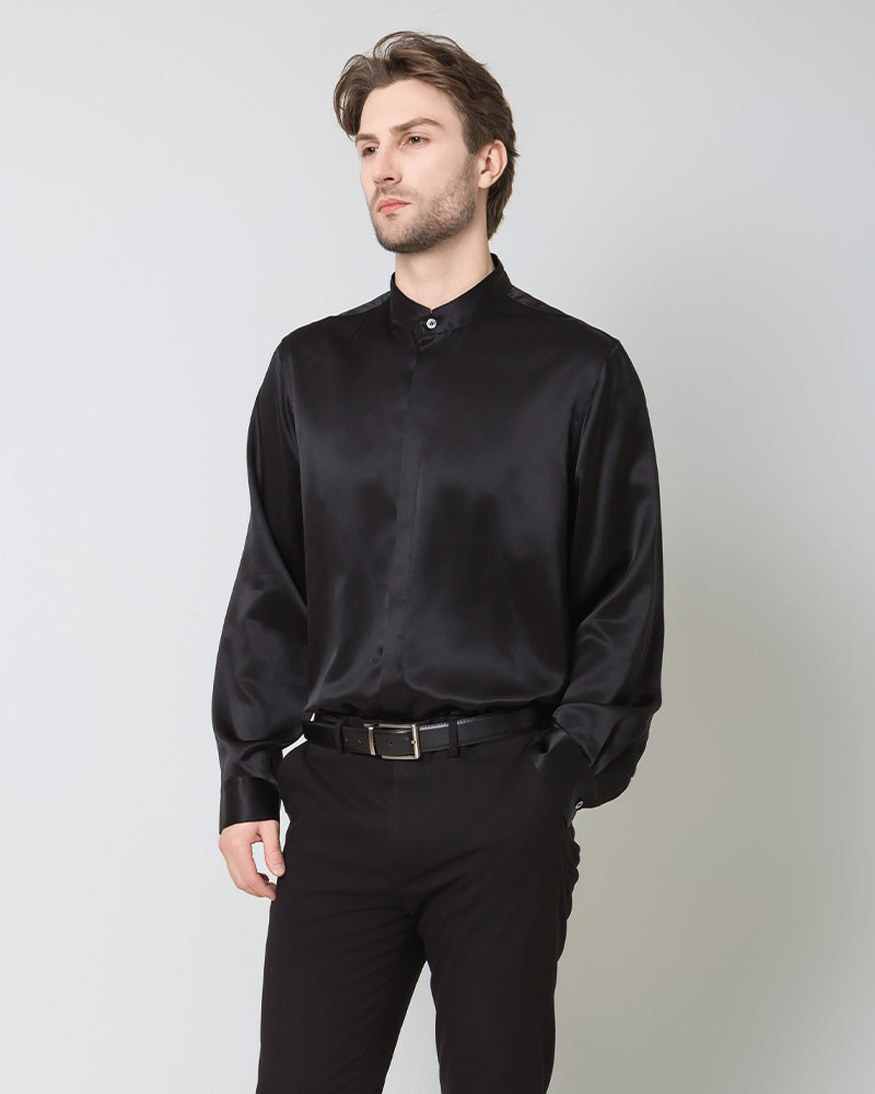 Premium Silk Men's Casual Loose Fit Office Shirt - Breathable & Comfortable Business Wear for Work, Meetings & Formal Occasions