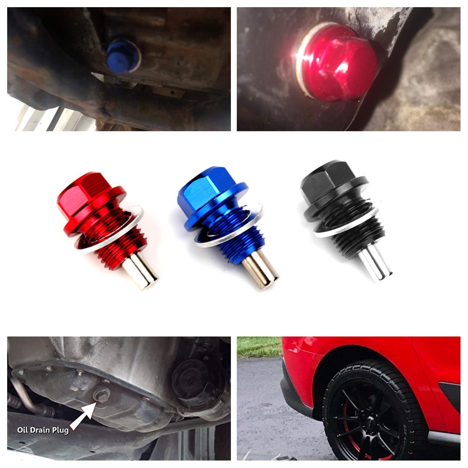 High-Performance Magnetic Oil Drain Plug - 20x1.5mm Thread, Red (M14x1.5) - Prevents Engine Wear & Extends Oil Life - Perfect for Cars, Trucks, Motorcycles & Heavy-Duty Vehicles