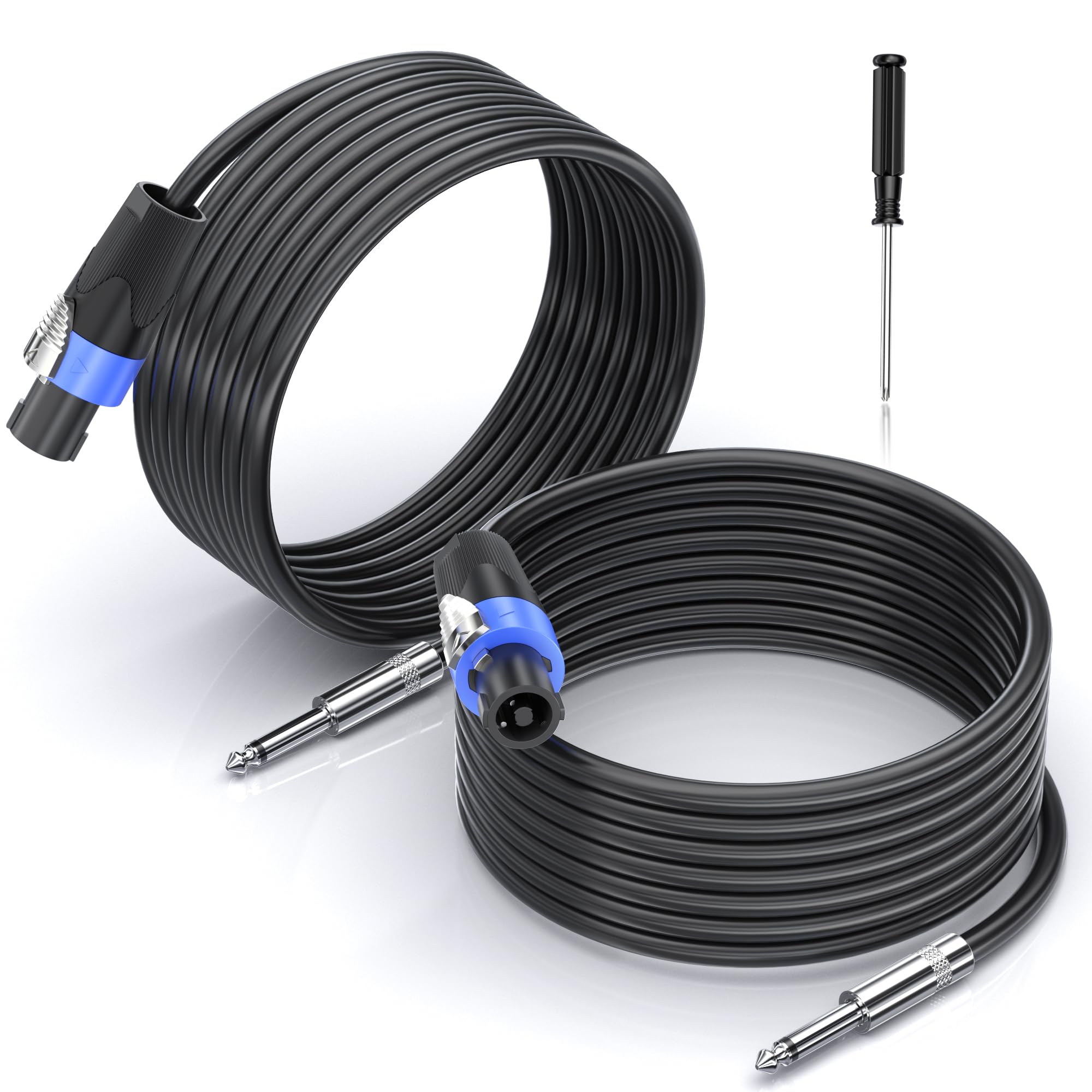 Professional 30ft Speakon to 1/4 Inch Speaker Cable - 2 Pack High-Quality DJ & PA Amplifier Mixer Wire for Live Performances & Studio Sound Systems