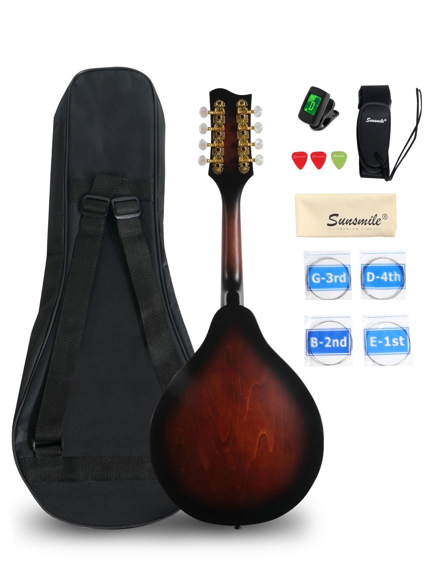 A-Style 8 String Acoustic Mandolin Guitar with Spruce Top & F-Holes - Okoume Neck & Rosewood Bridge - Complete Beginner Kit with Gig Bag, Tuner, Accessories - Perfect for Folk, Bluegrass & Celtic Music Performances
