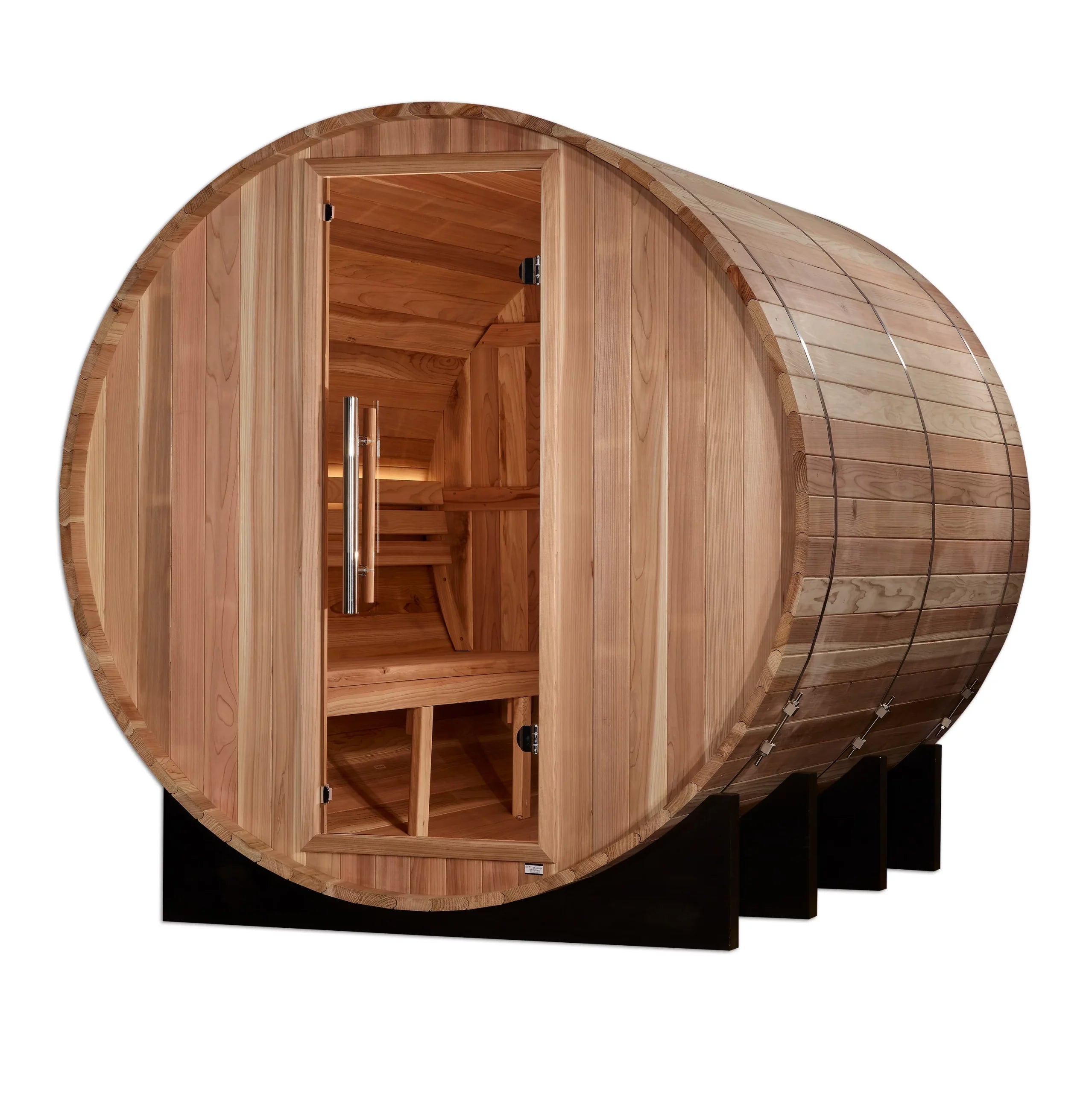 Golden Designs Klosters 6-Person Barrel Sauna - Premium Pacific Cedar Wood - Outdoor/Indoor Home Spa Relaxation & Detox