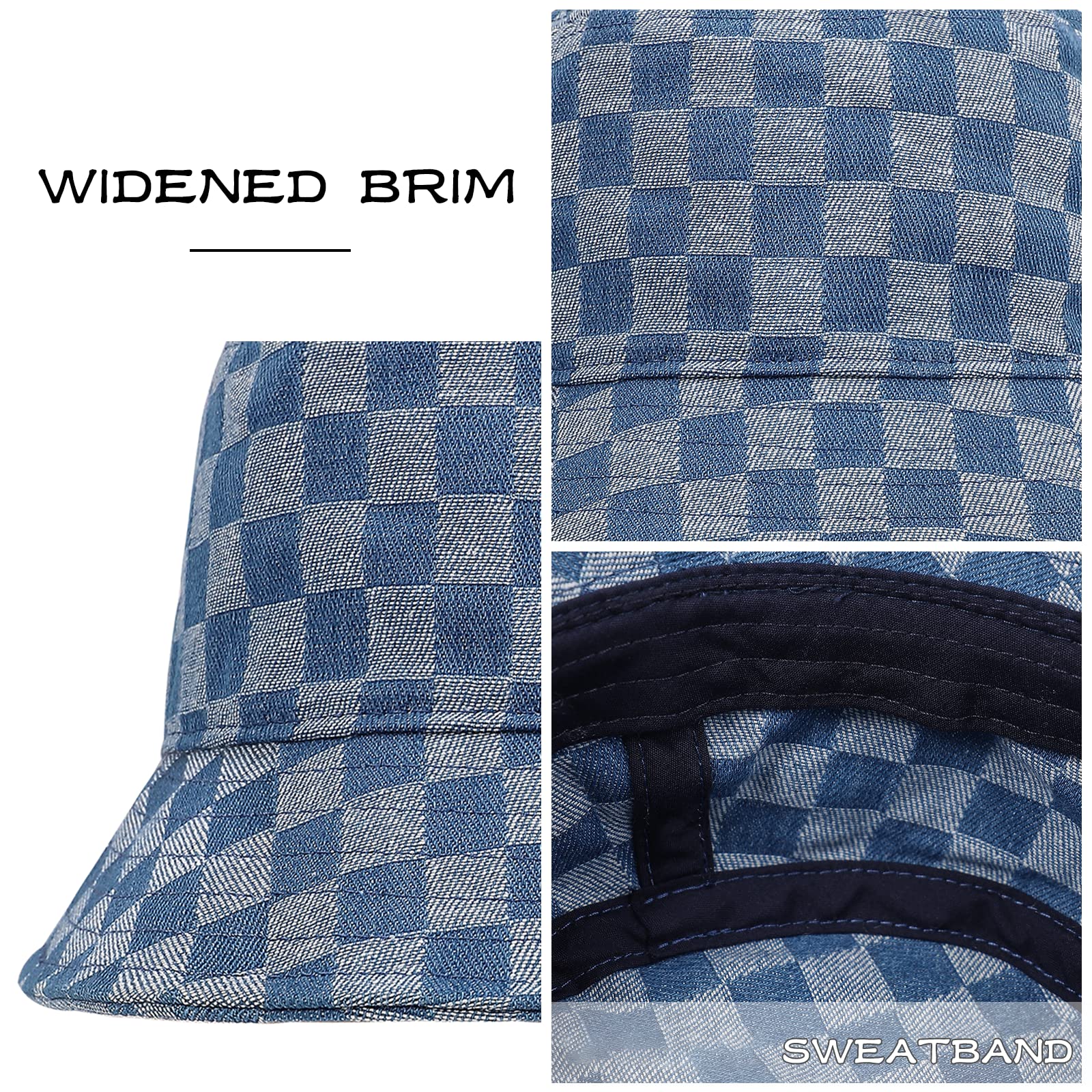 Stylish Checkerboard Bucket Hat for Women & Men - Packable Fisherman Sun Hat for Beach, Travel & Outdoor Activities | UV Protection & Breathable Design